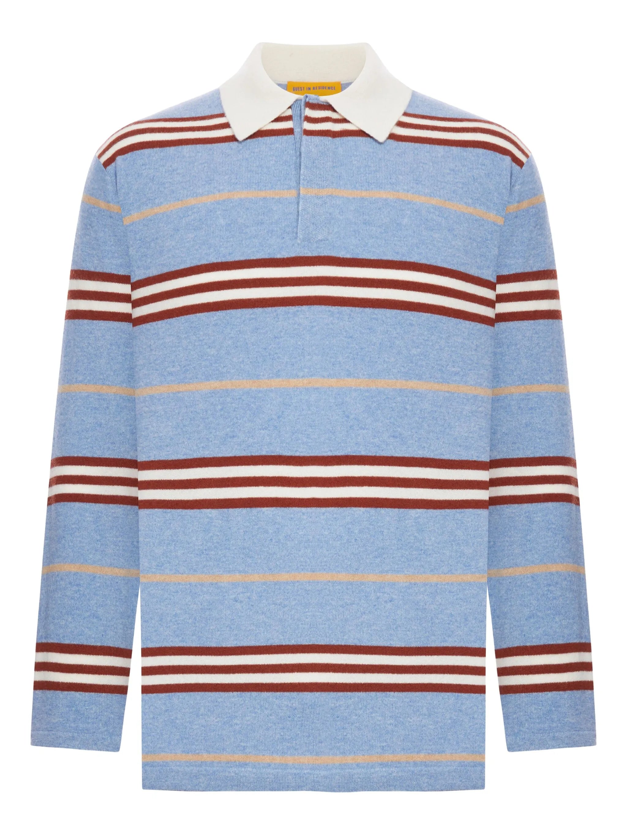 striped-pattern long-sleeve polo shirt