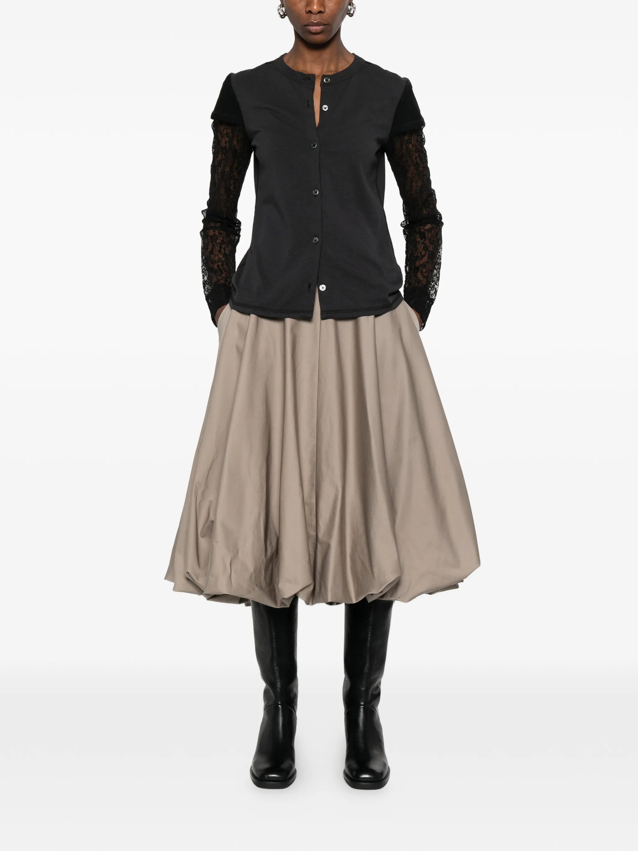 Heat lace-appliqué cardigan