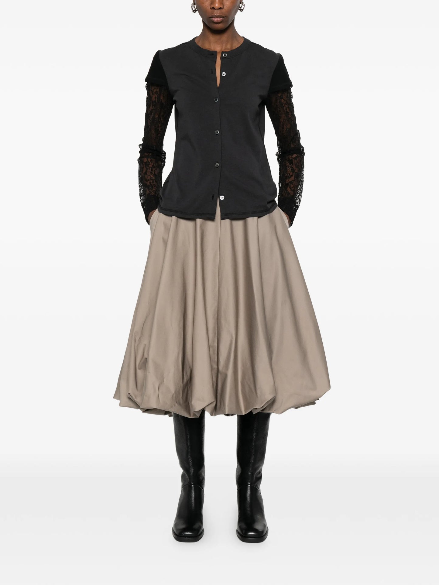 Heat lace-appliqué cardigan