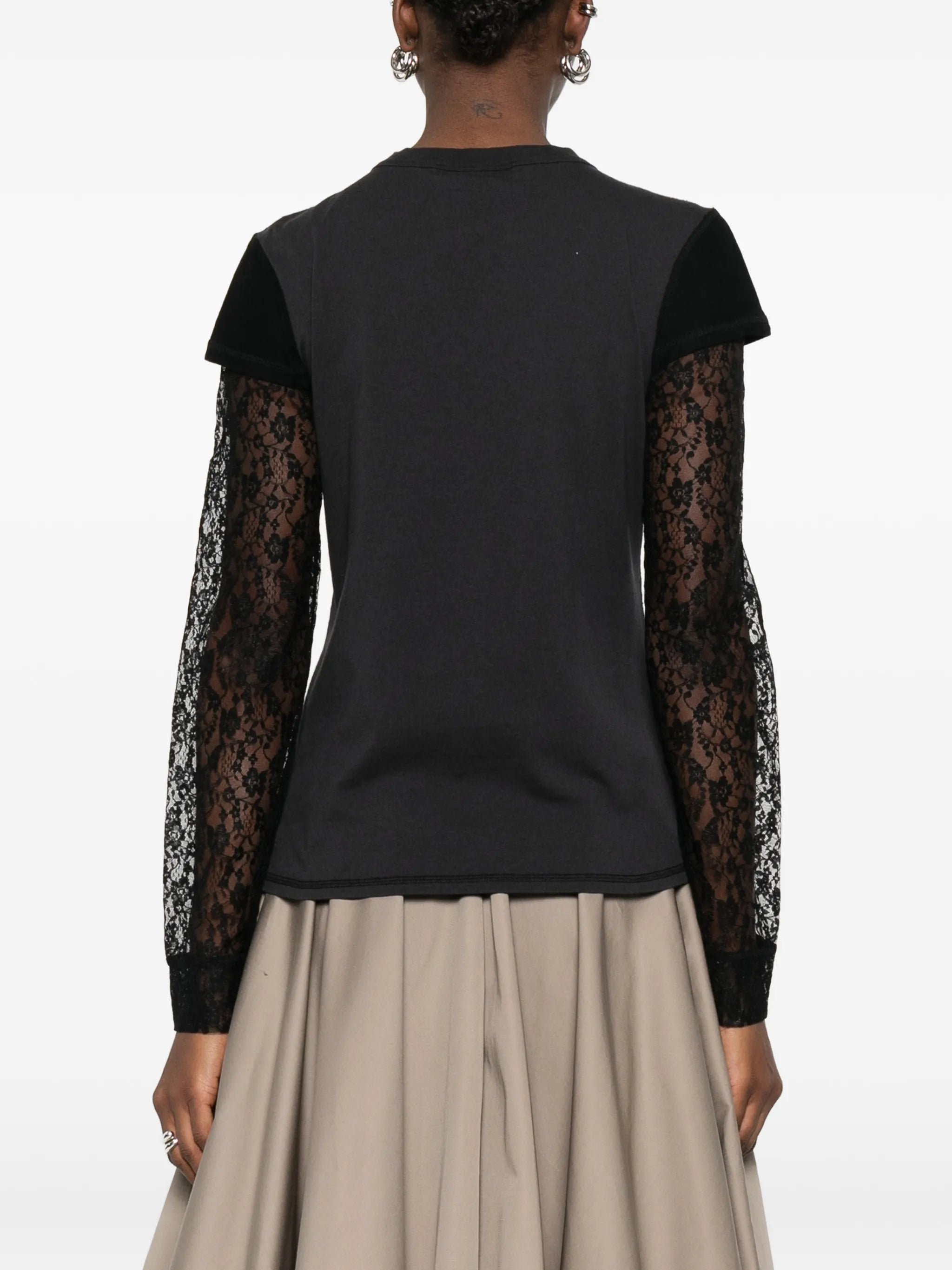 Heat lace-appliqué cardigan