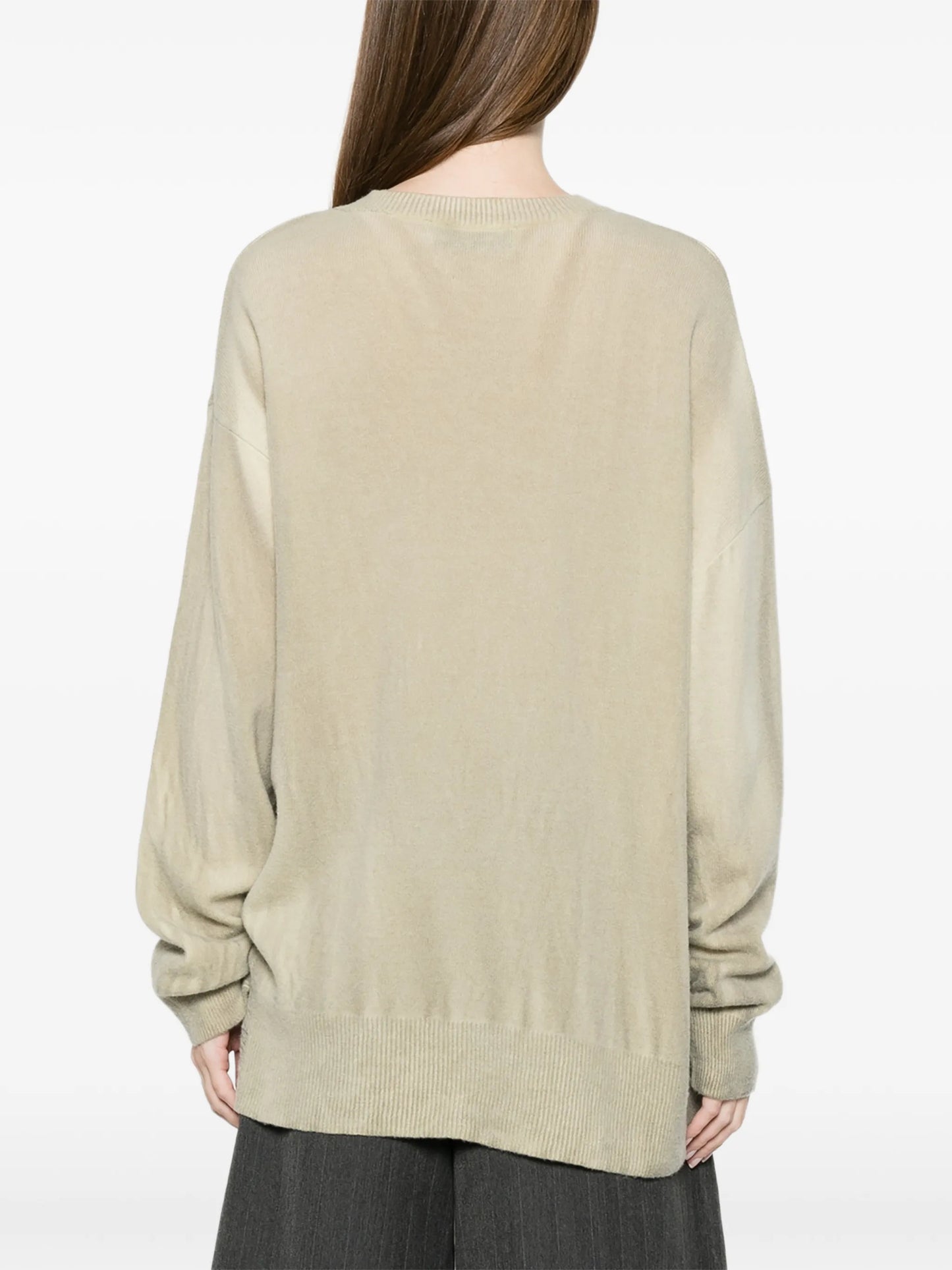 Slant distressed sweater