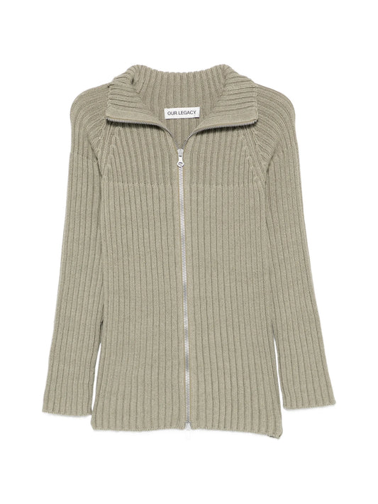 Column zip cardigan