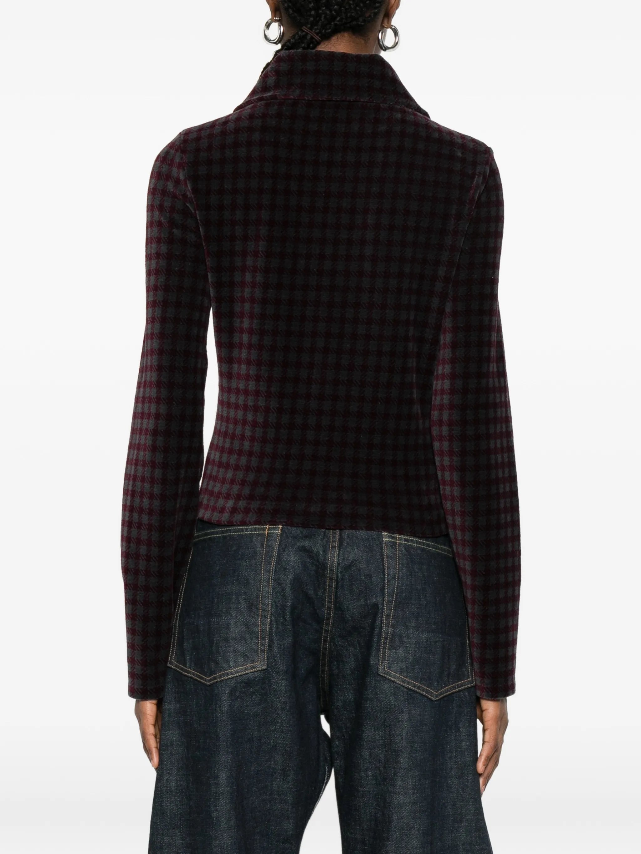 zip-up patterned cardigan