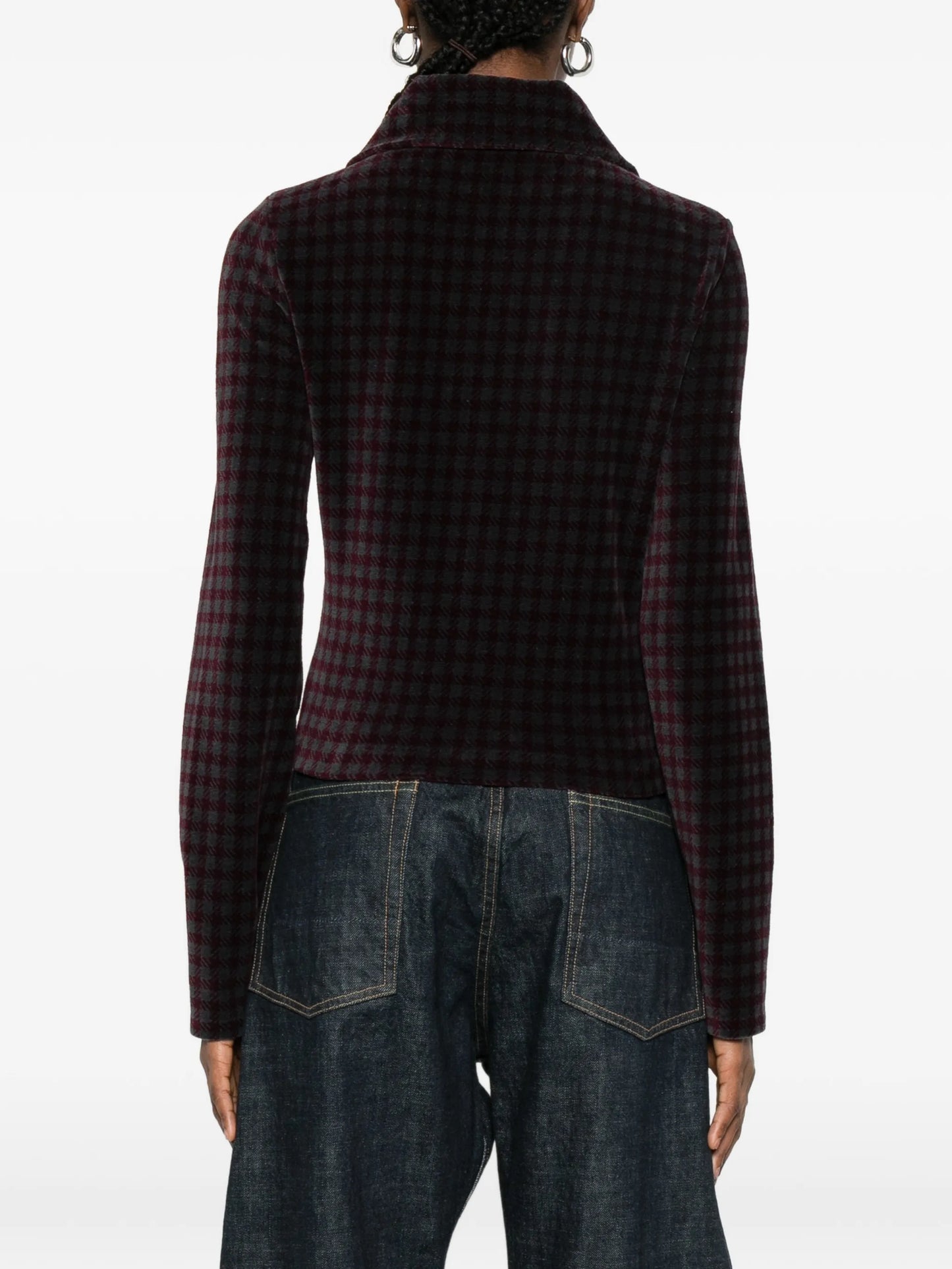 zip-up patterned cardigan