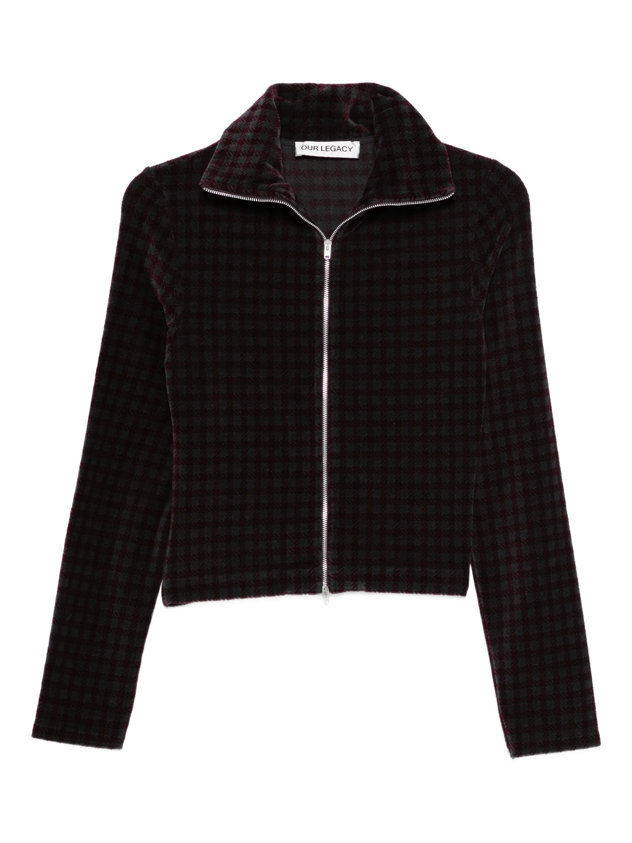 zip-up patterned cardigan