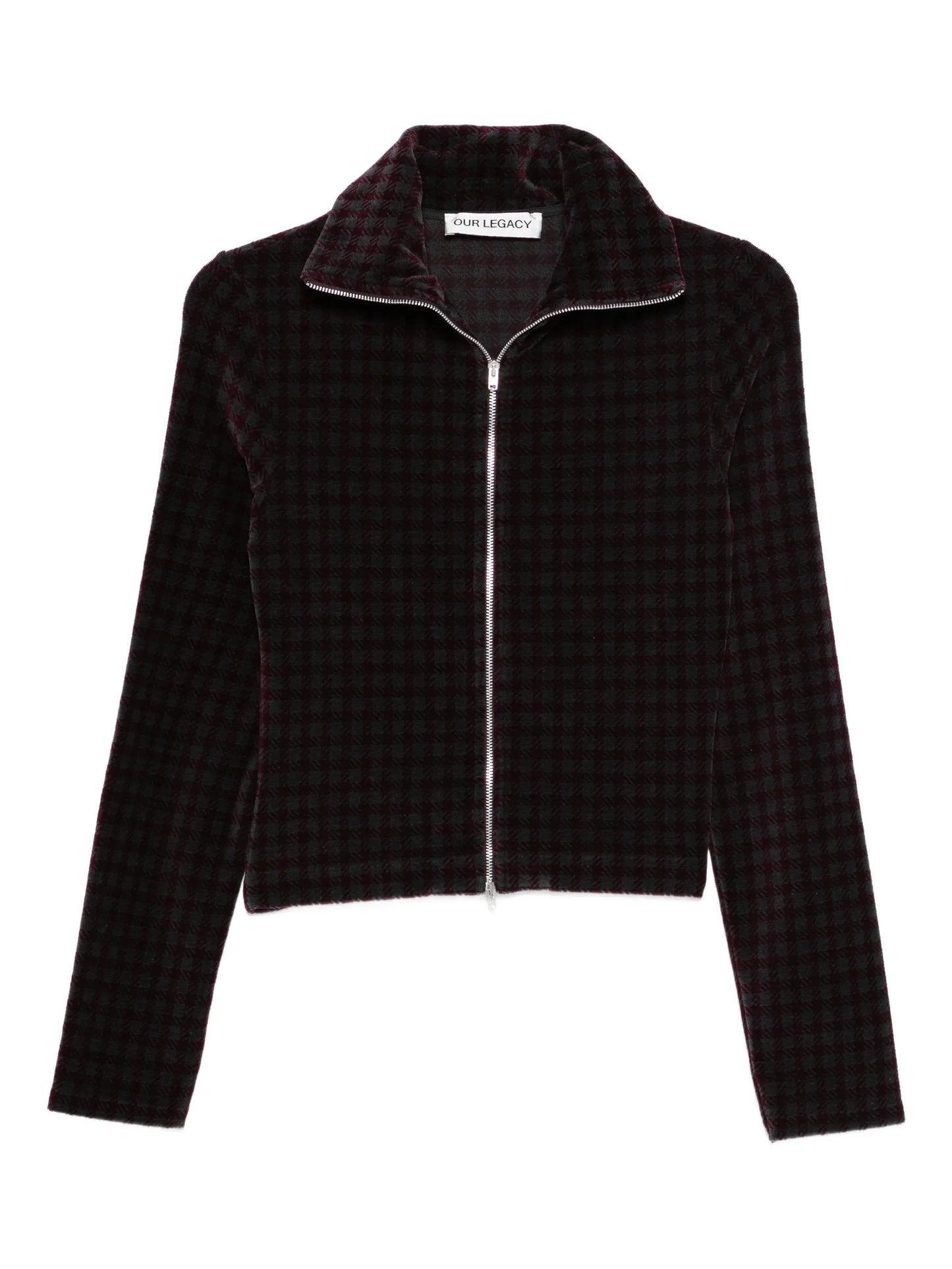 zip-up patterned cardigan