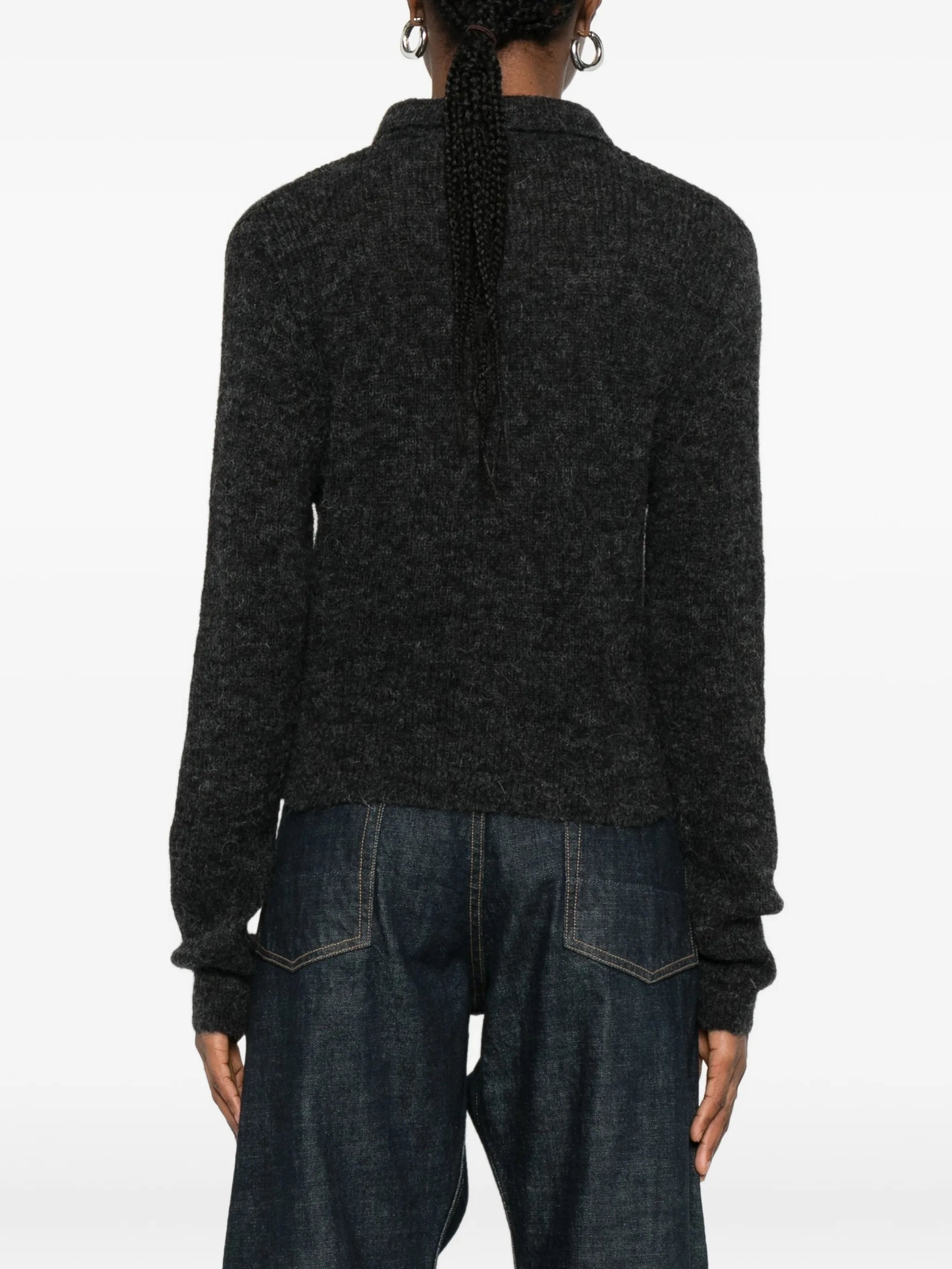 textured button-up cardigan