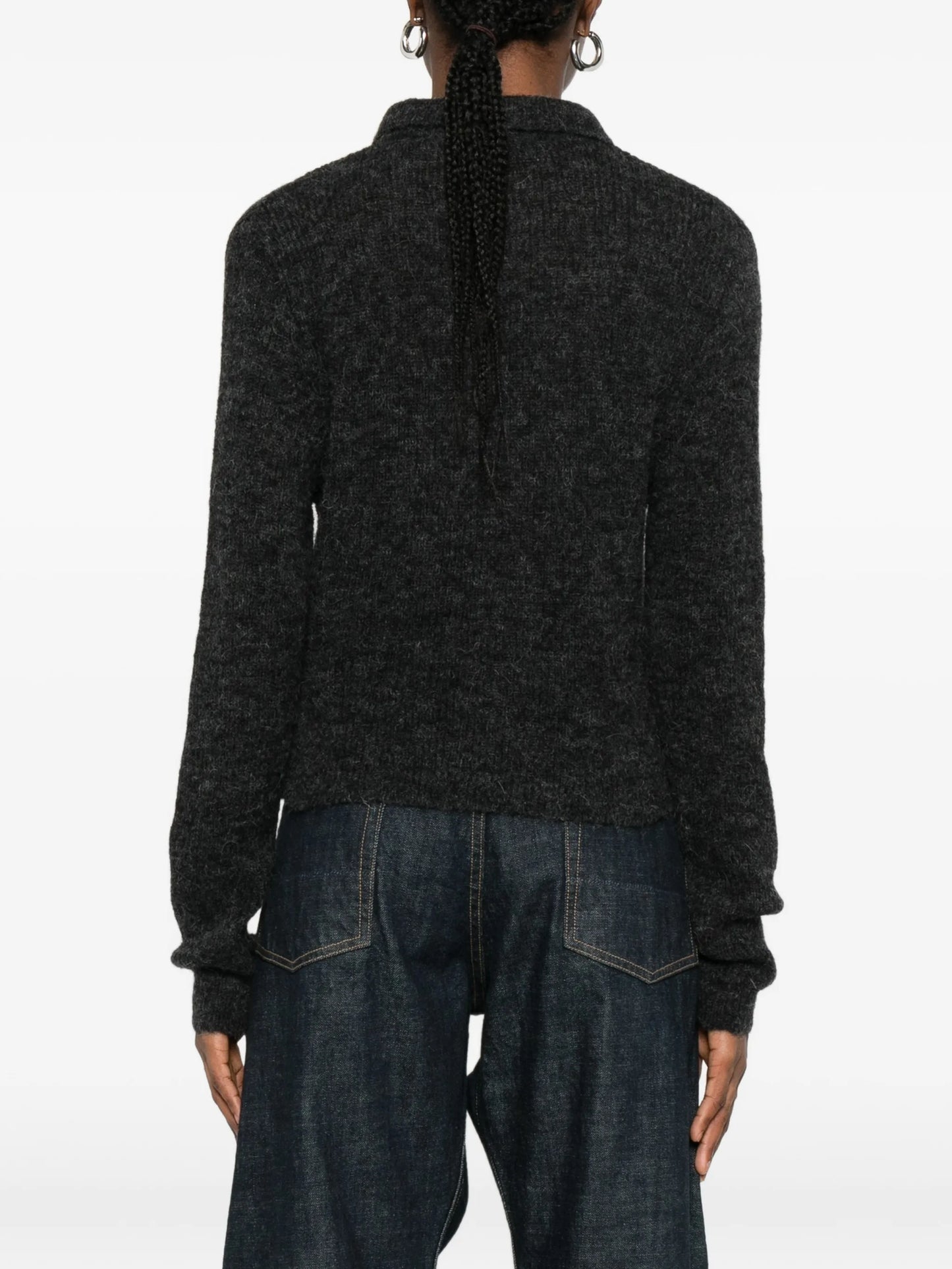 textured button-up cardigan