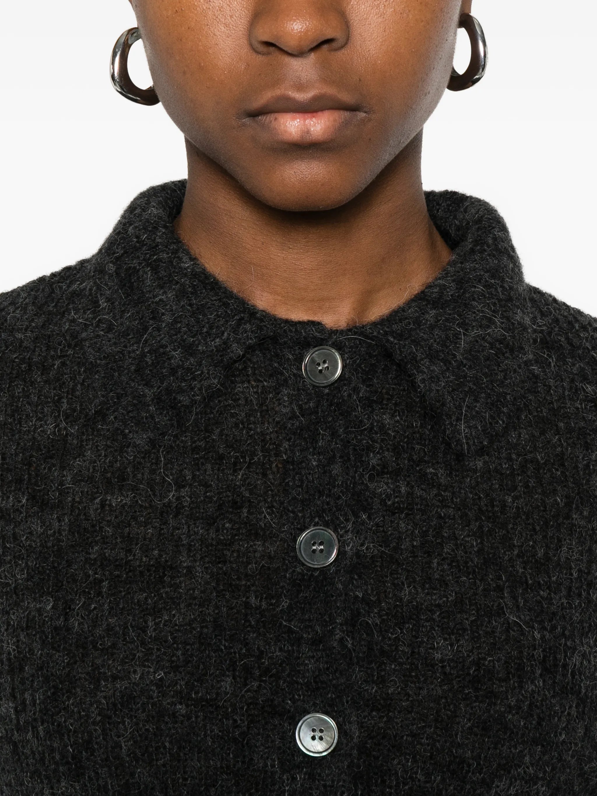 textured button-up cardigan