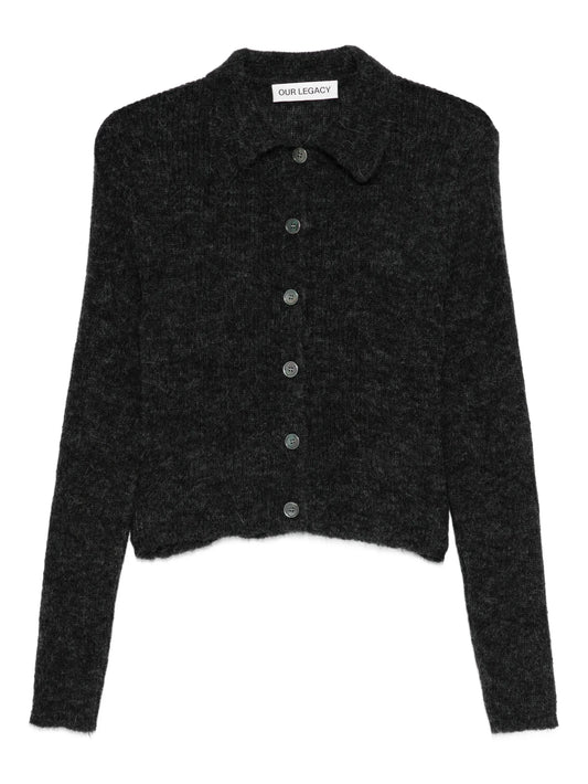textured button-up cardigan