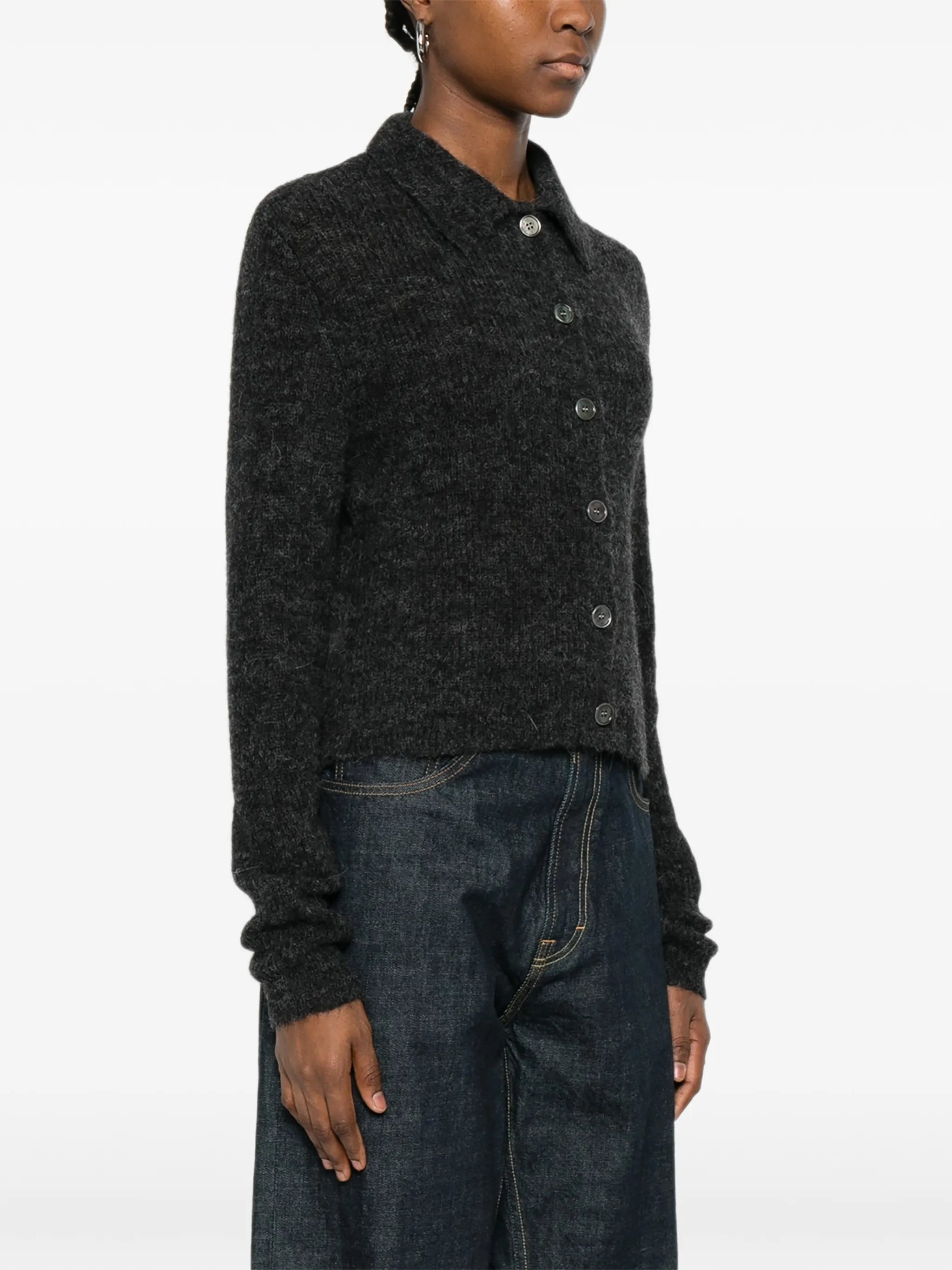 textured button-up cardigan