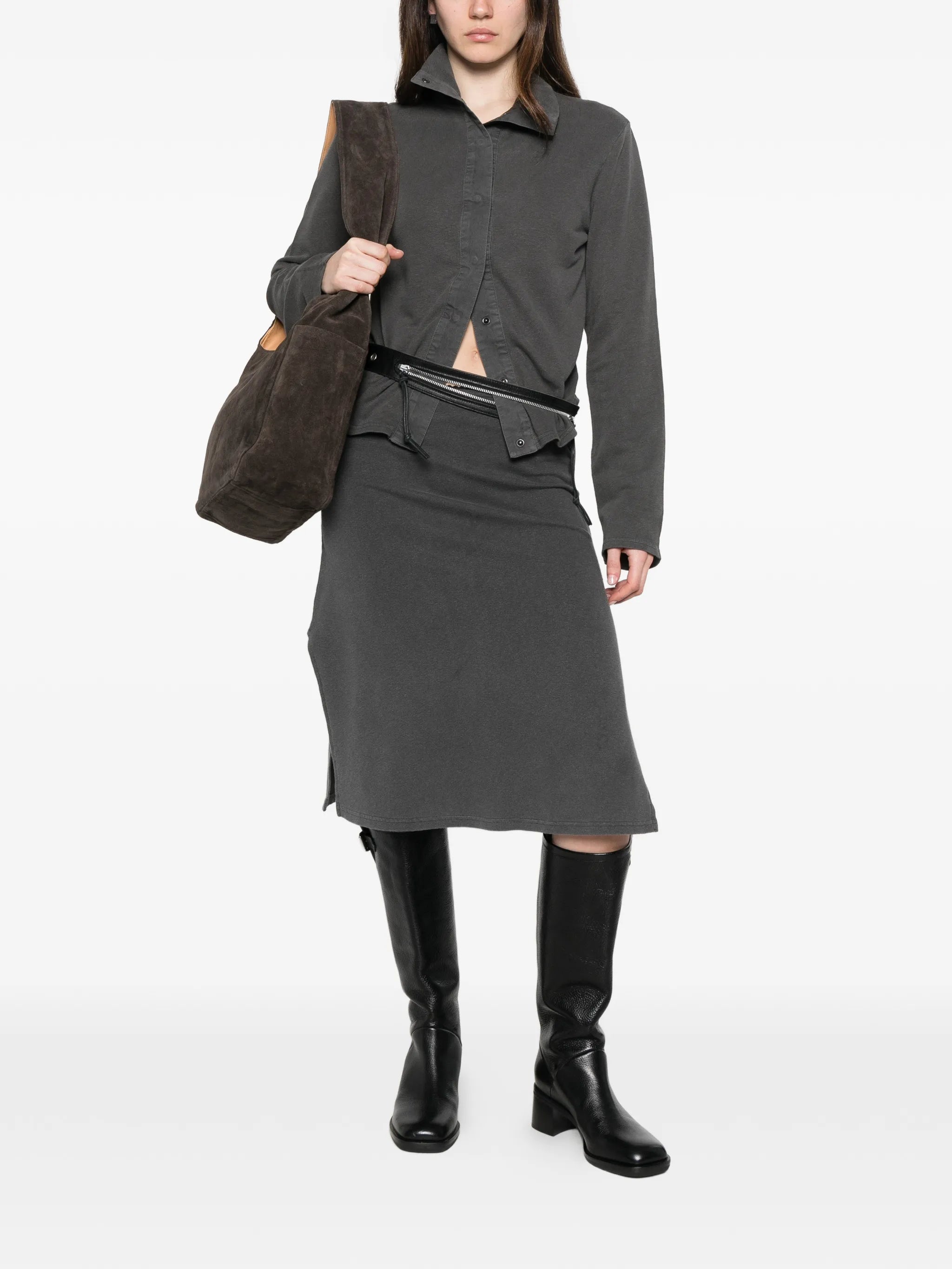 Picnic scalloped-trim midi skirt