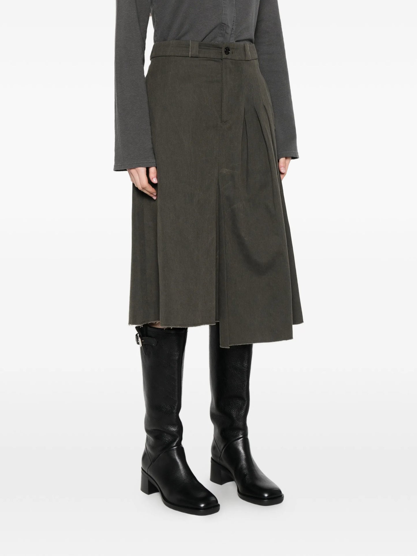 Origami asymmetric-hem midi skirt
