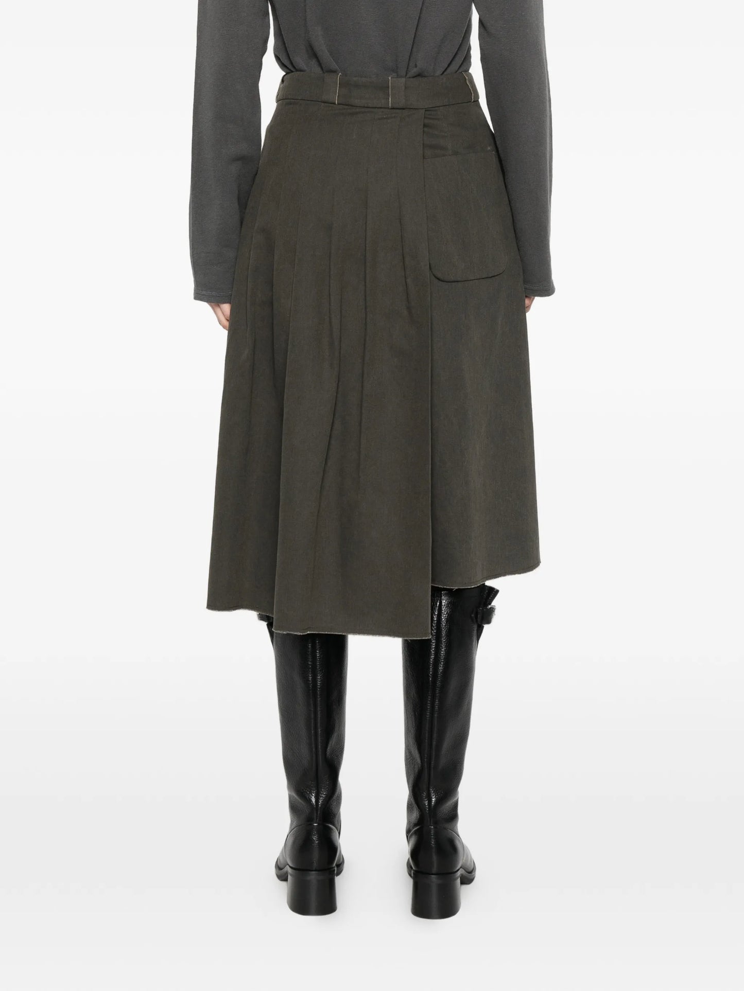 Origami asymmetric-hem midi skirt