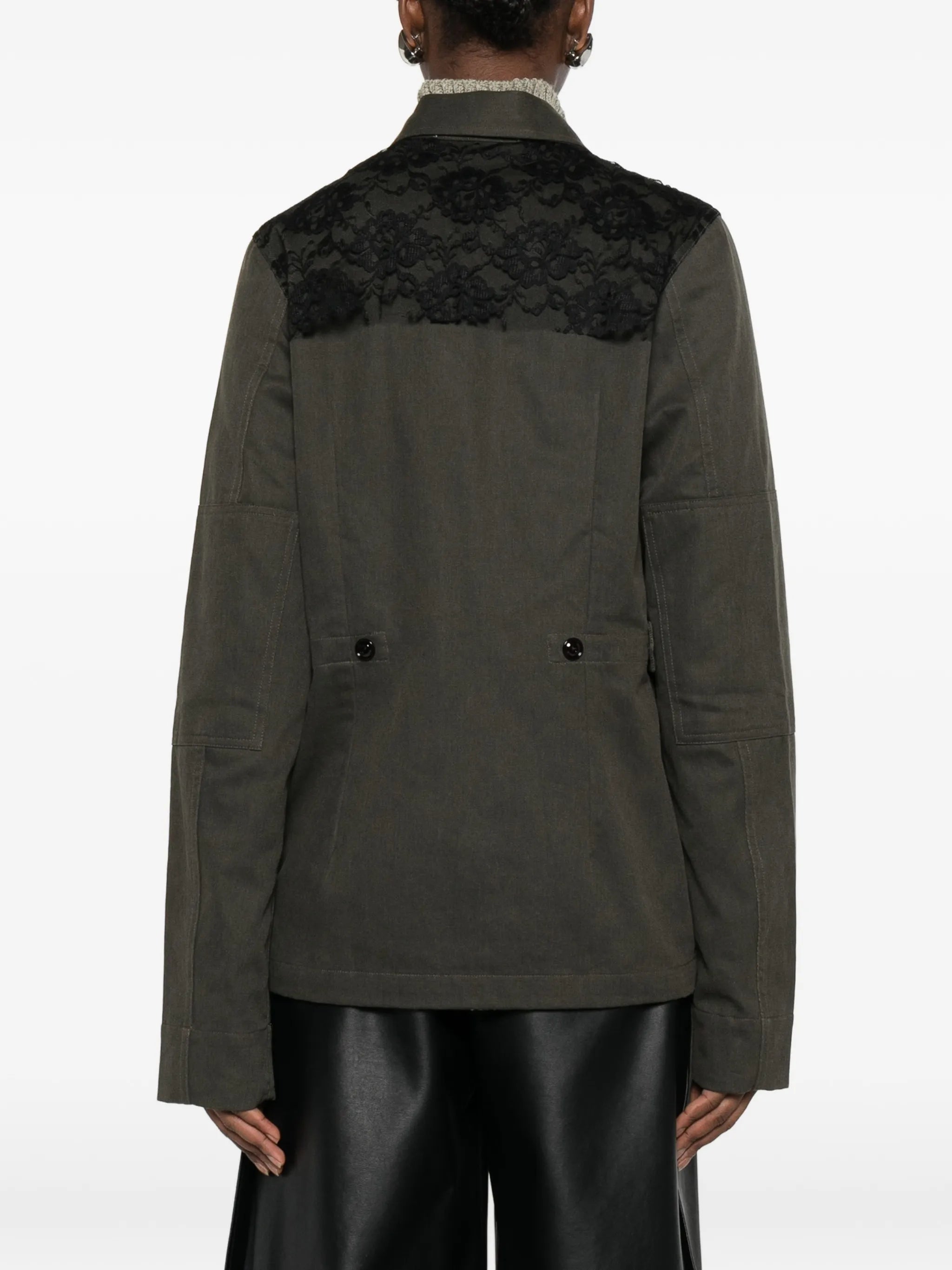 Split lace-appliqued blazer