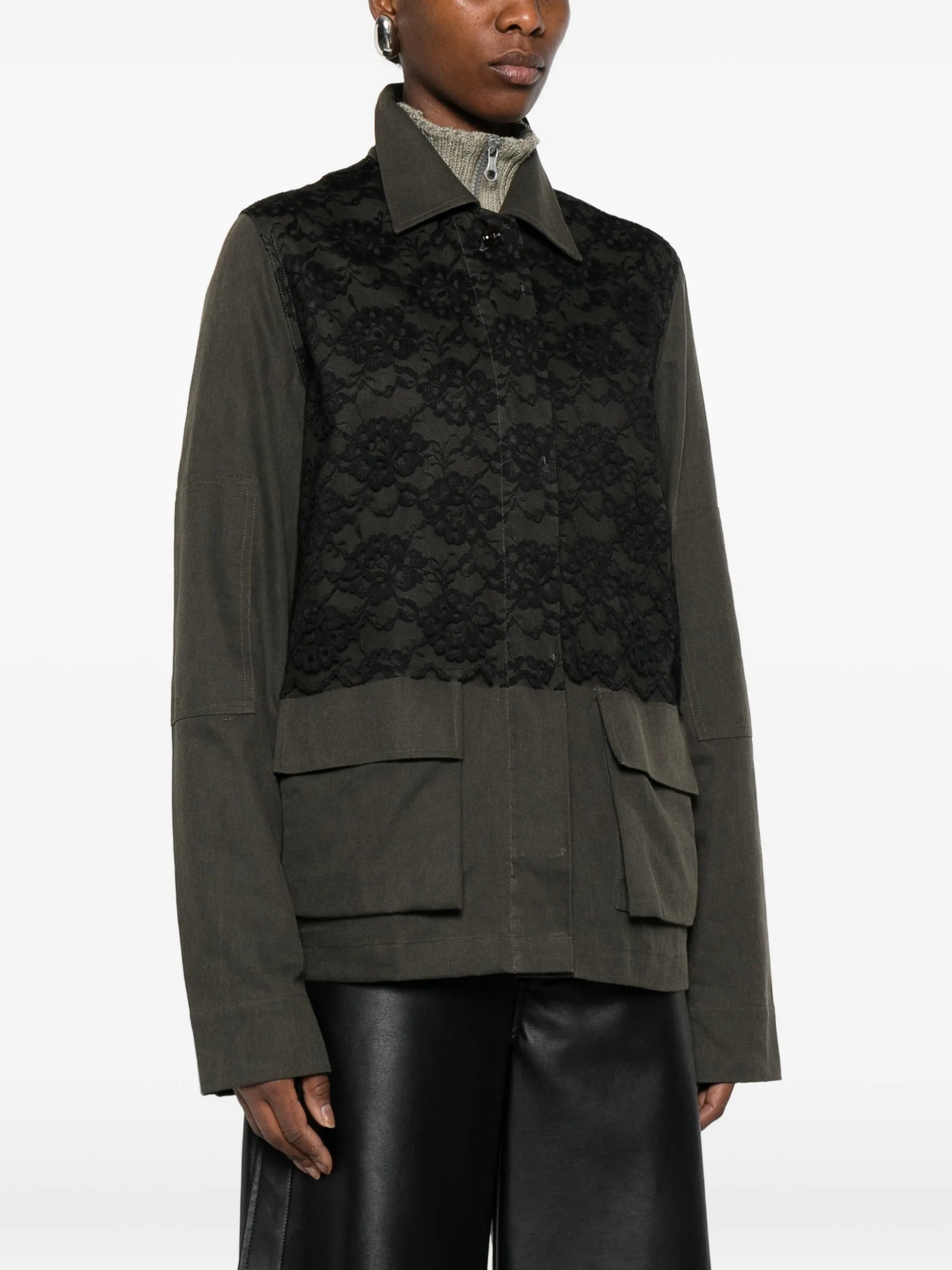 Split lace-appliqued blazer