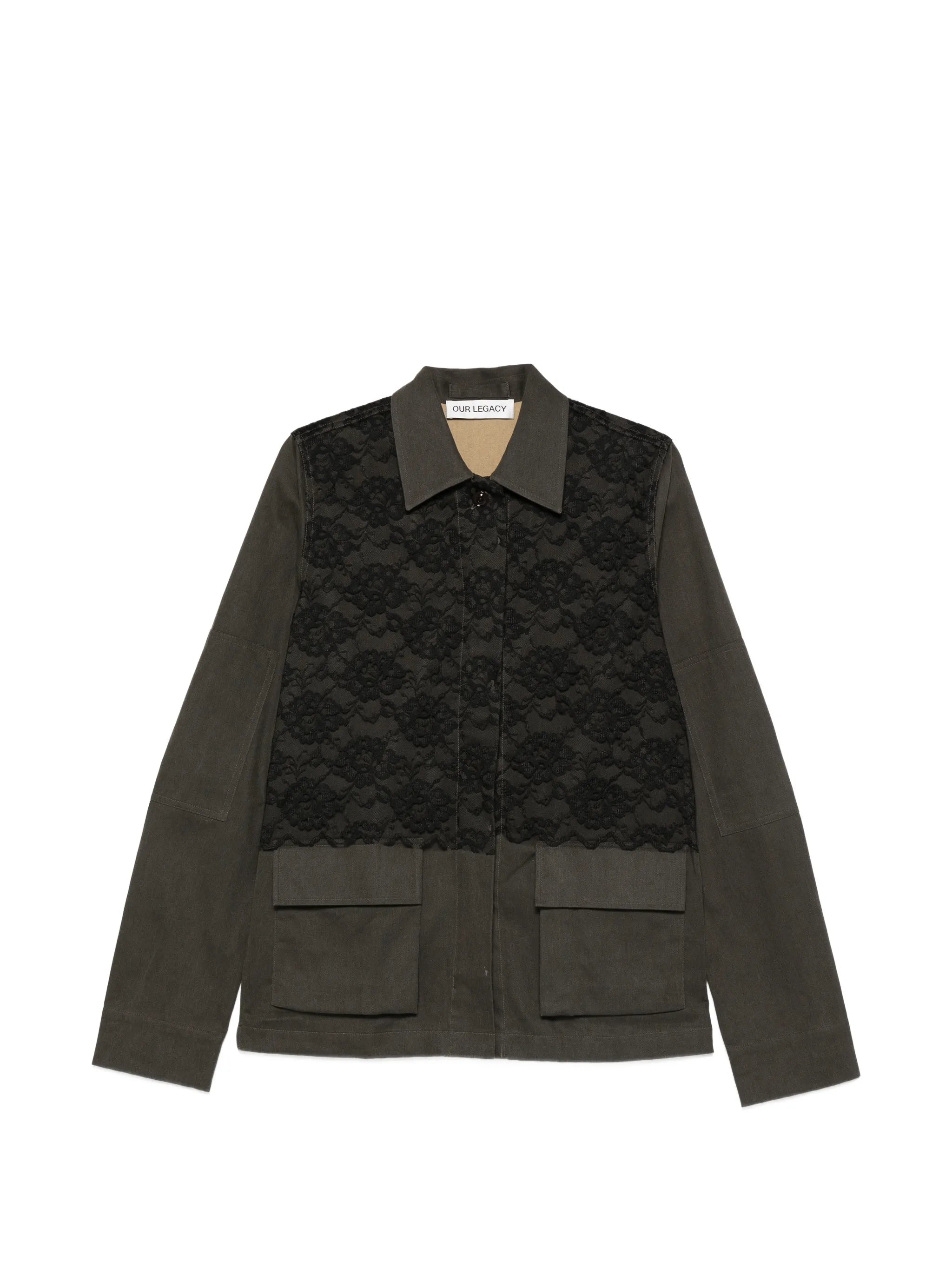 Split lace-appliqued blazer