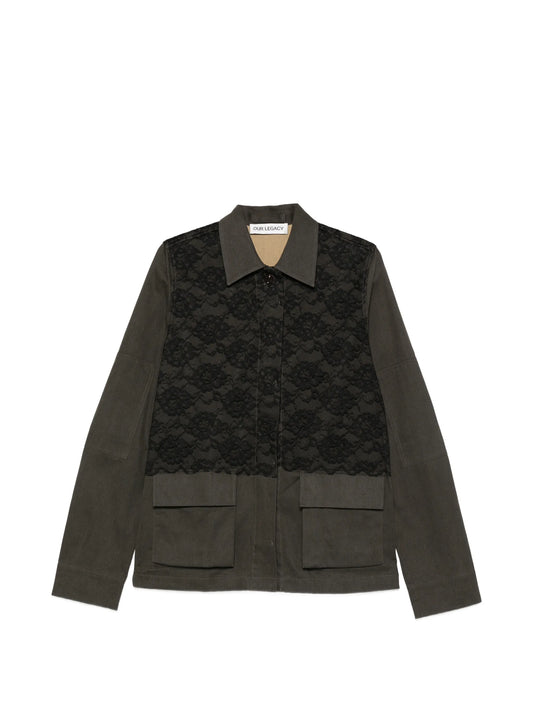 Split lace-appliqued blazer