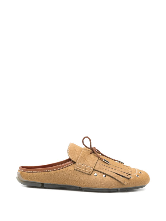 Montego calf-hair fringed mules