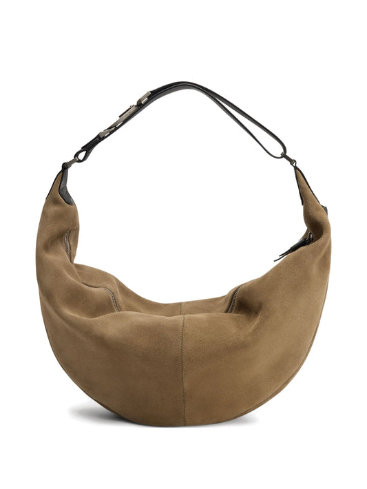 suede leather zip shoulder bag