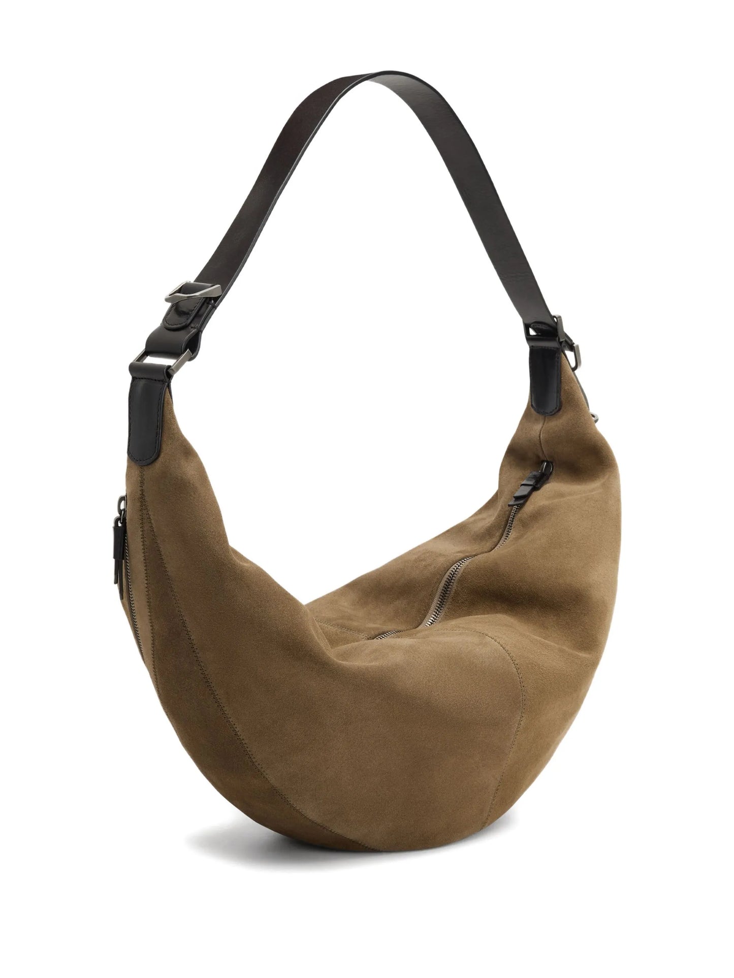 suede leather zip shoulder bag