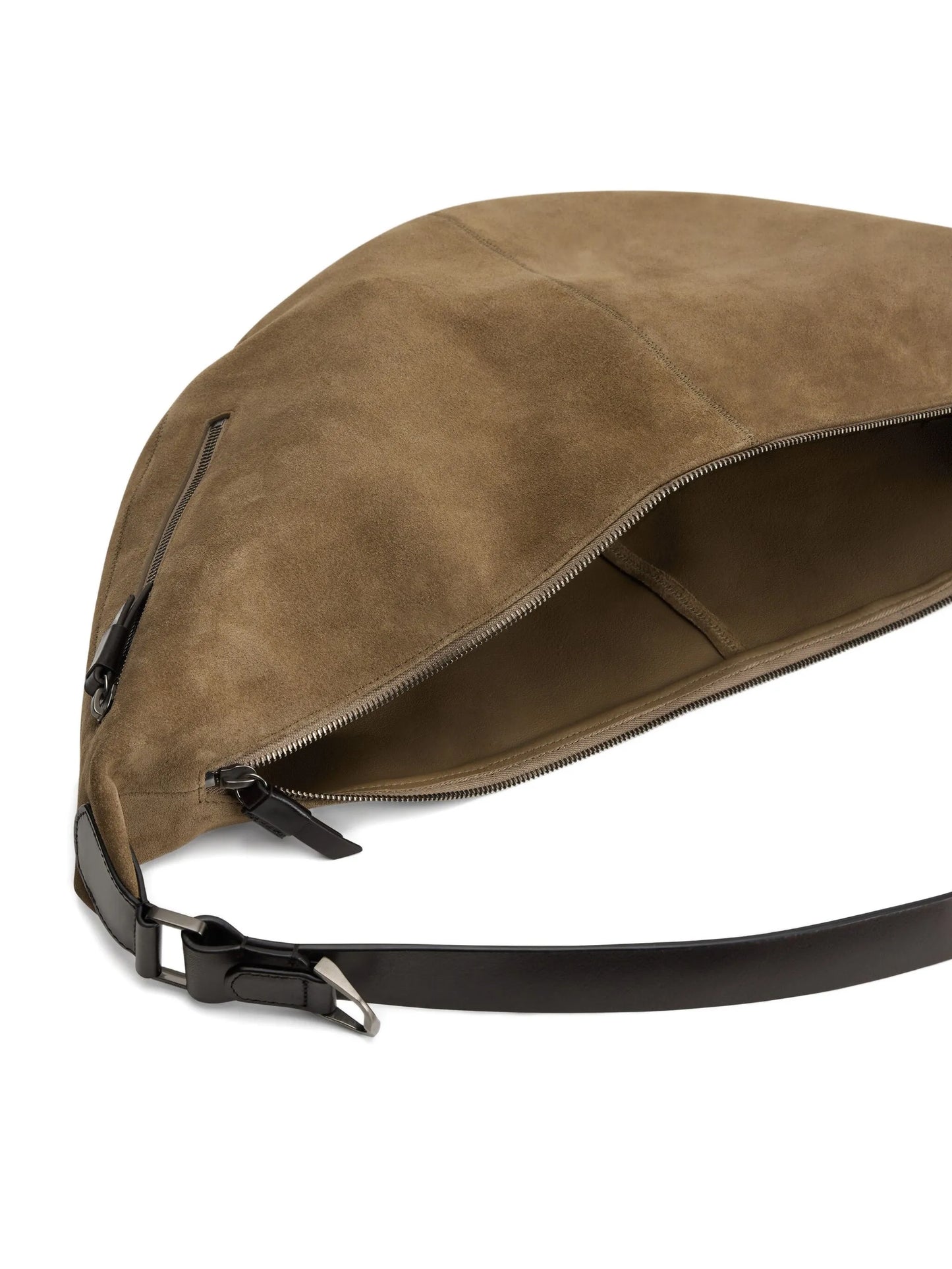 suede leather zip shoulder bag