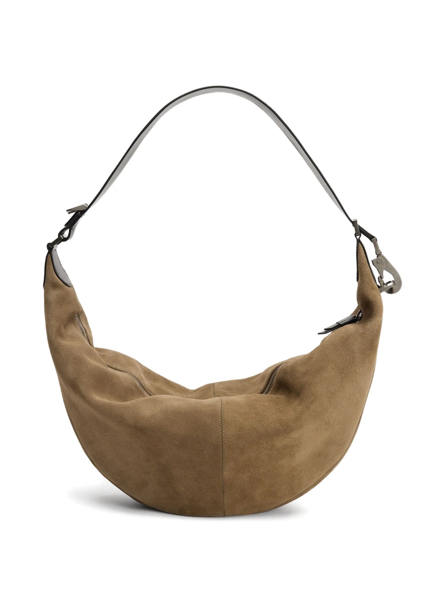 suede leather zip shoulder bag