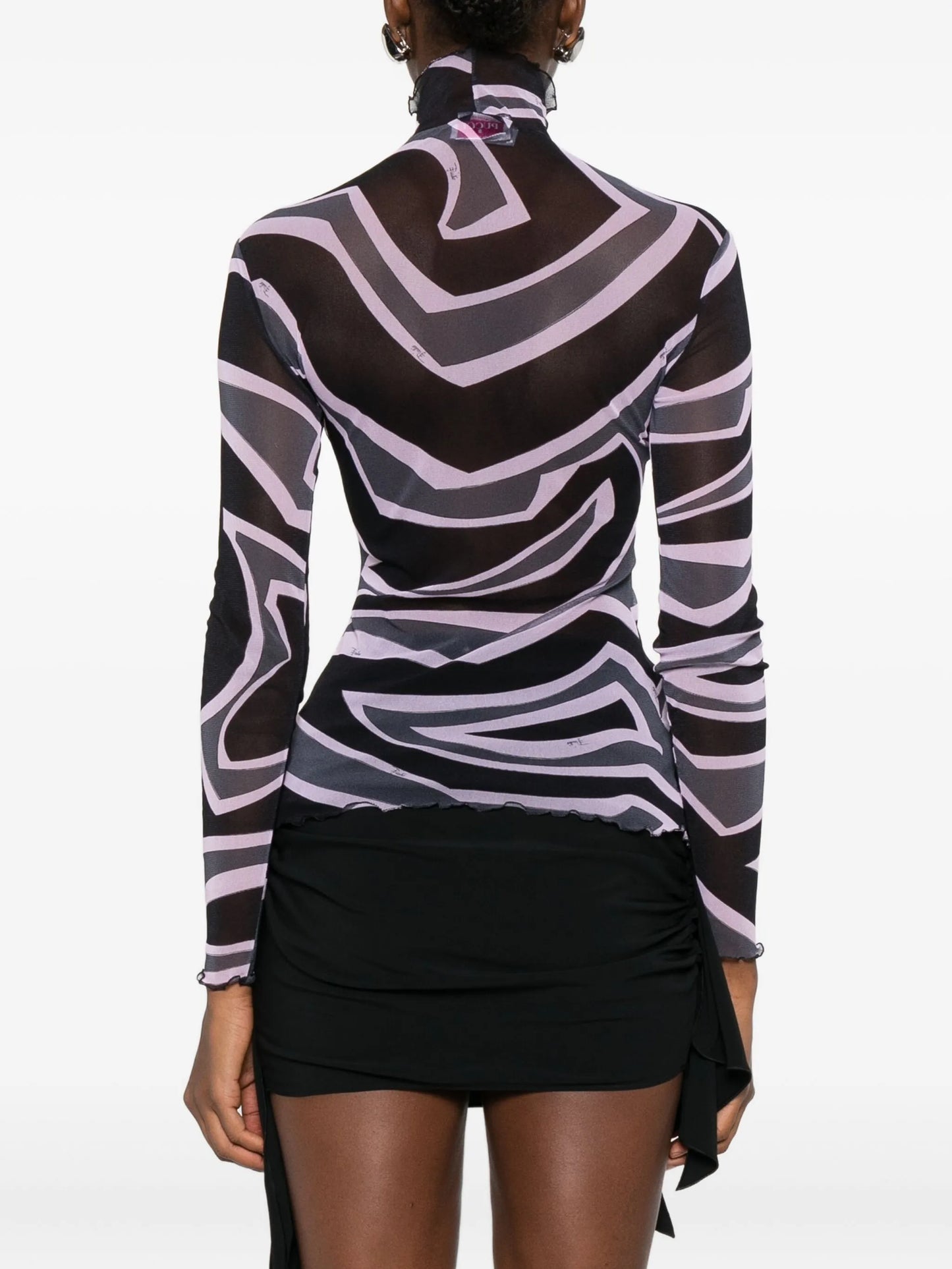 abstract-print mesh top