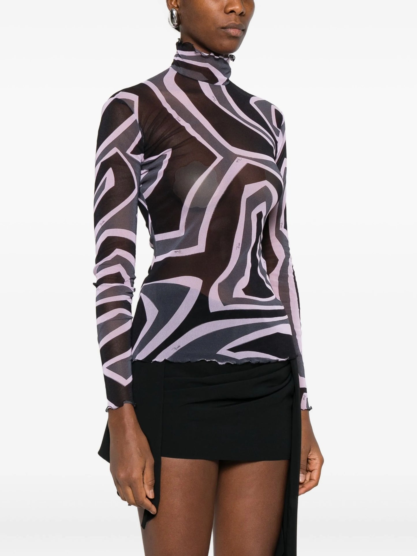 abstract-print mesh top