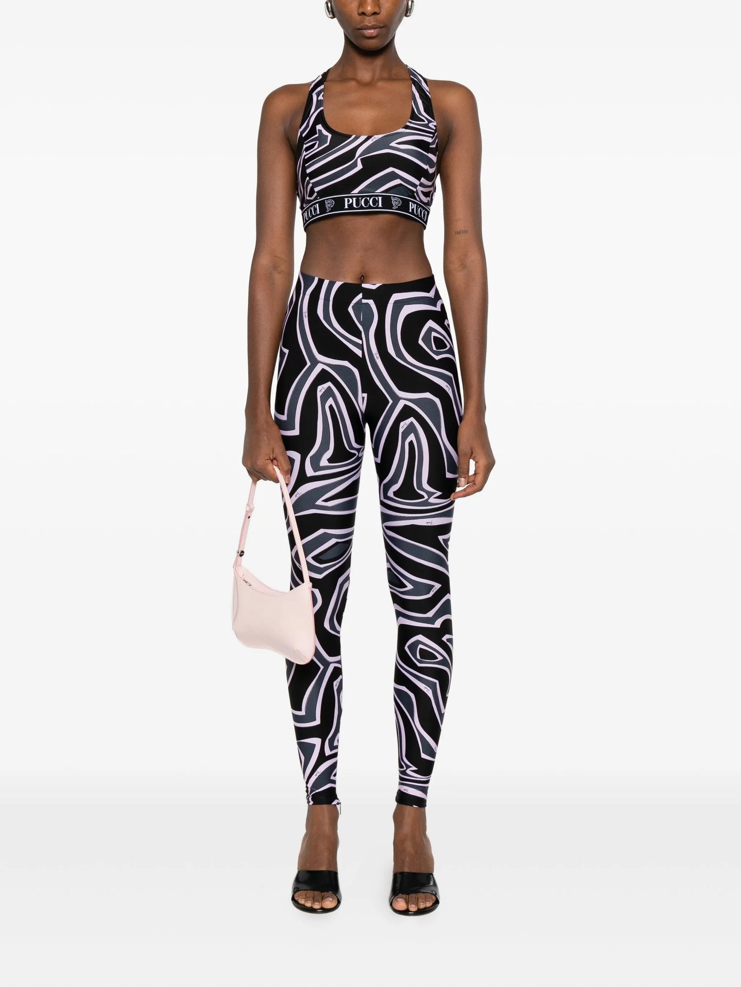 racer-neck print bra