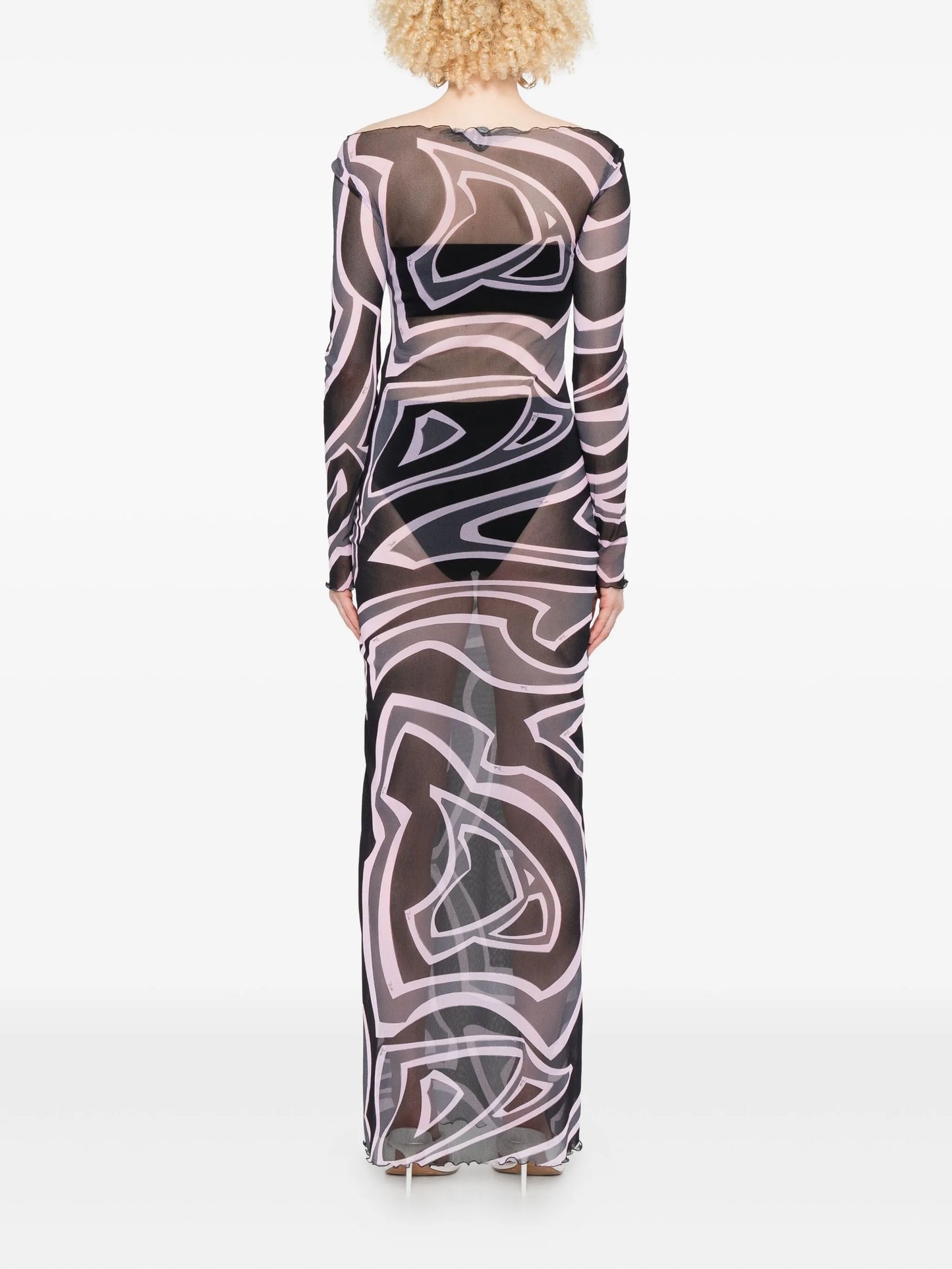 abstract-print long-sleeve maxi dress