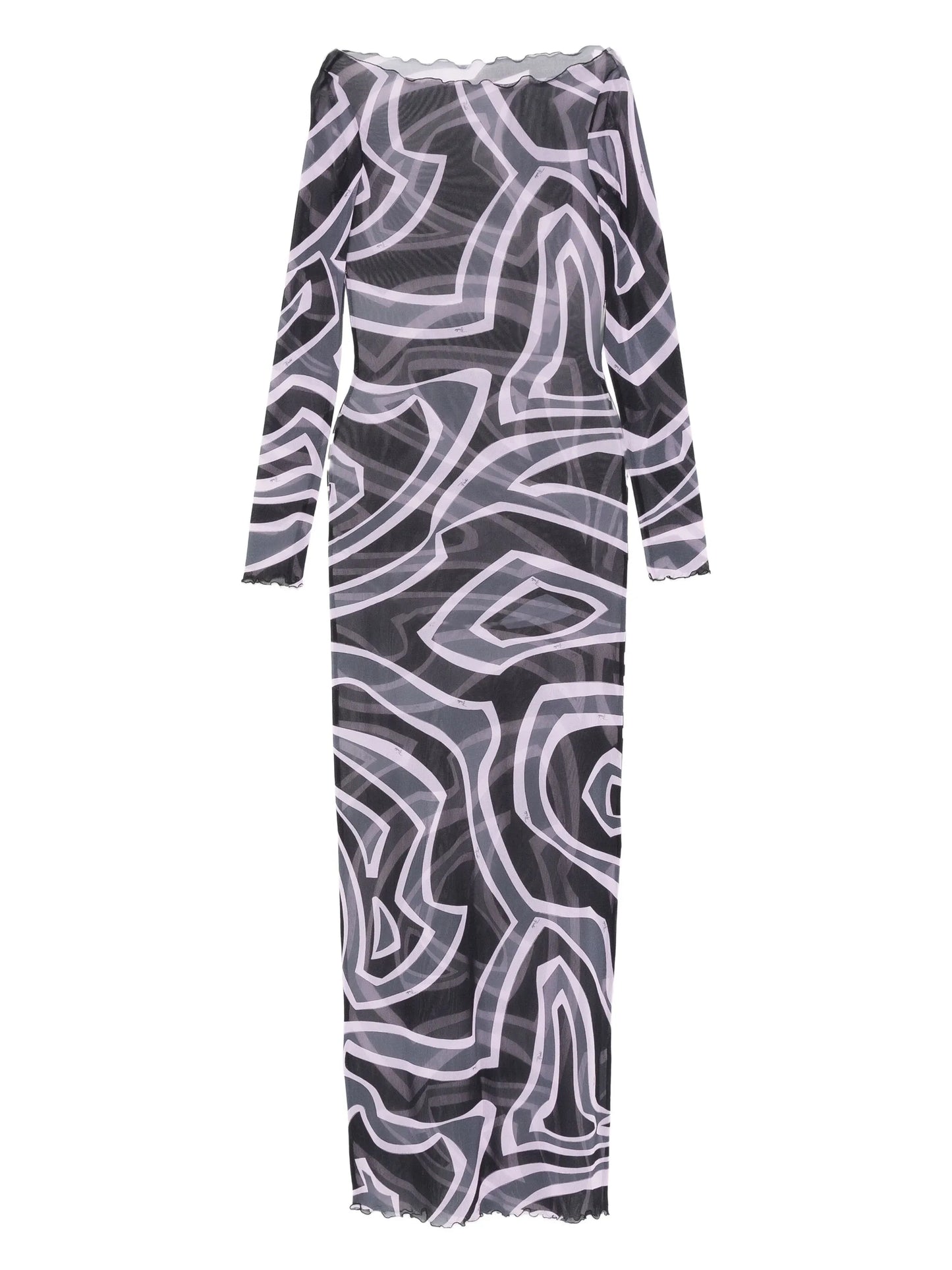 abstract-print long-sleeve maxi dress