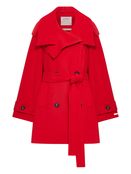 belted double-breasted trench coat