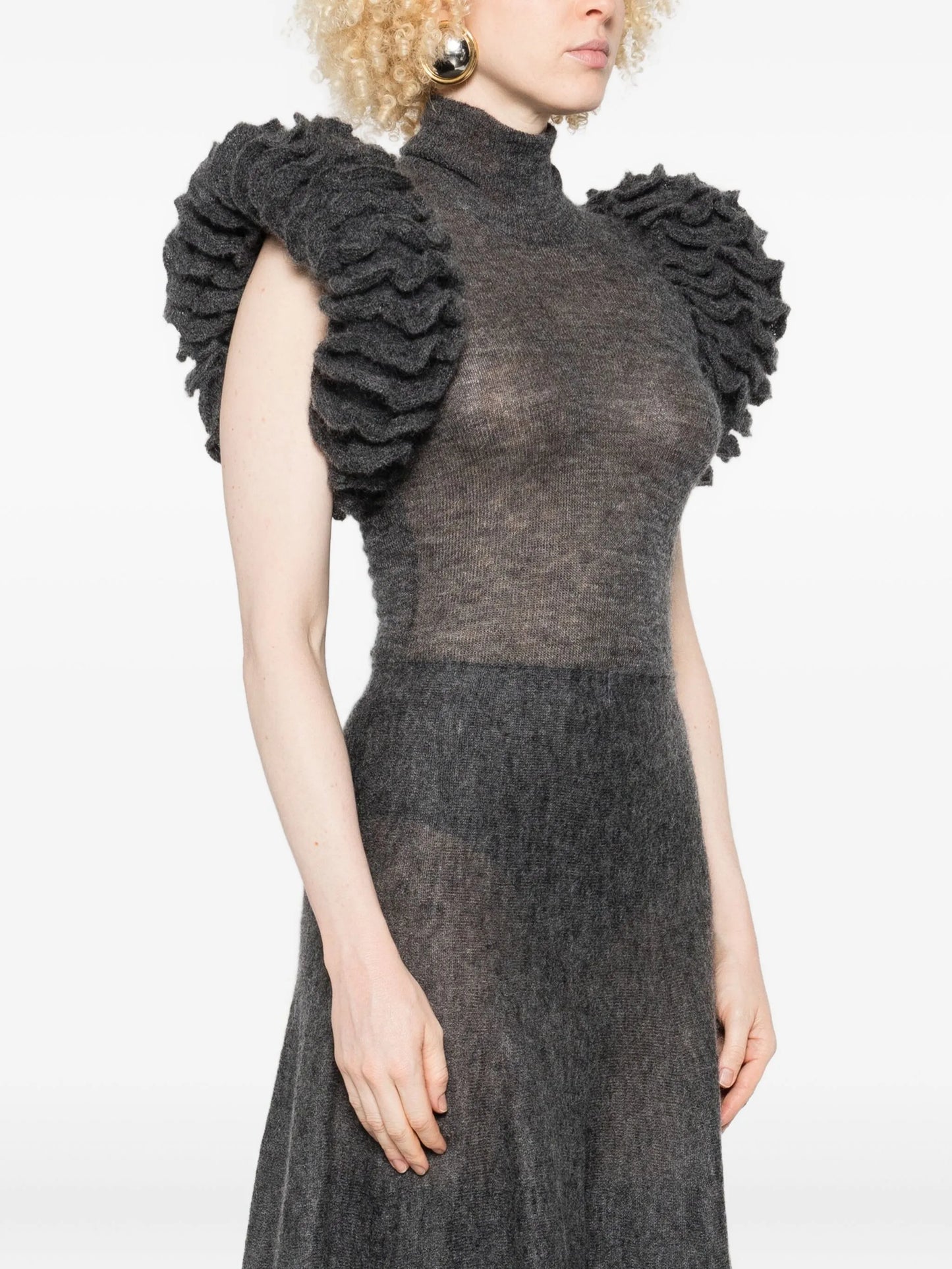 ruffled high-neck bodysuit