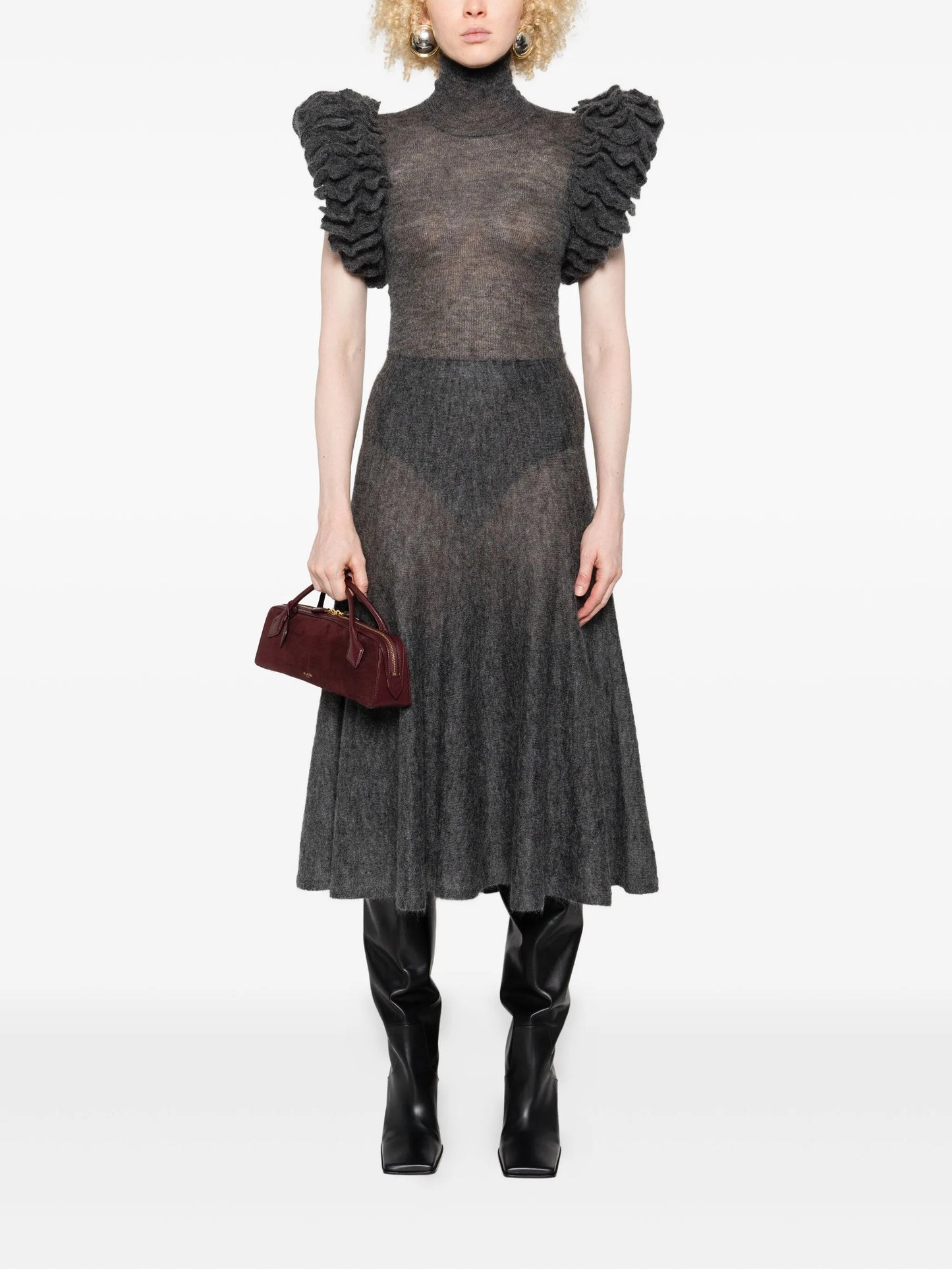 ruffled high-neck bodysuit