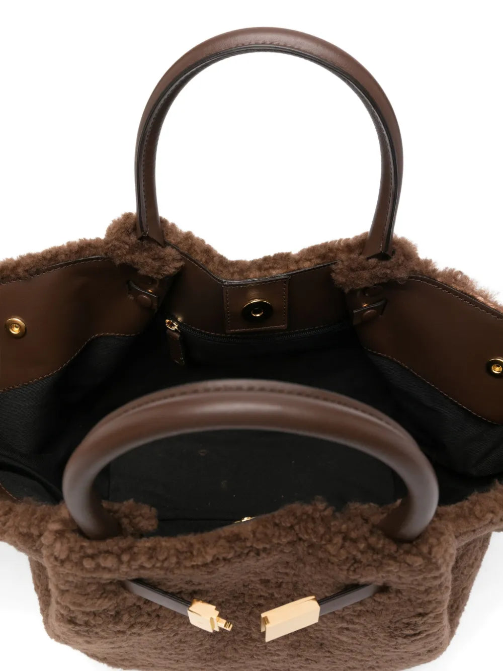 shearling top-handle shoulder bag
