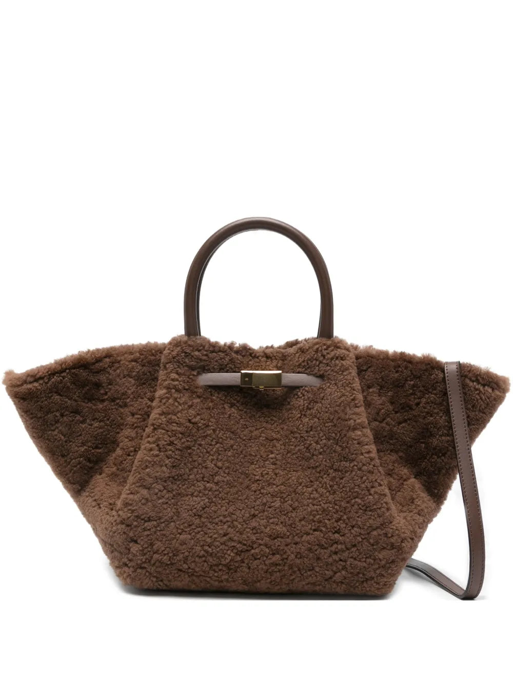 shearling top-handle shoulder bag