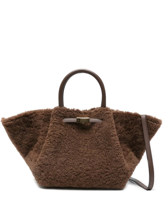 shearling top-handle shoulder bag