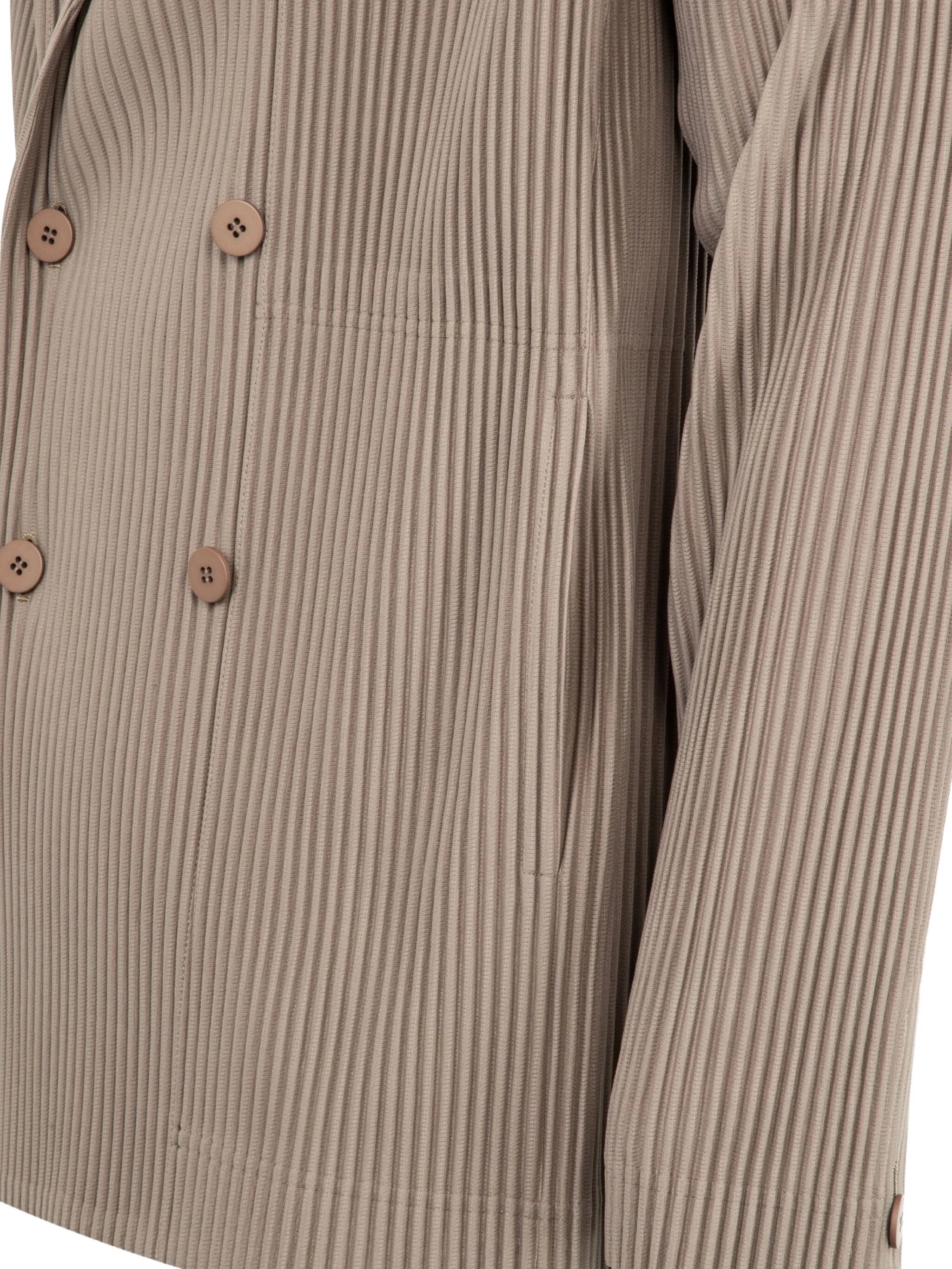 pleated double-breasted blazer