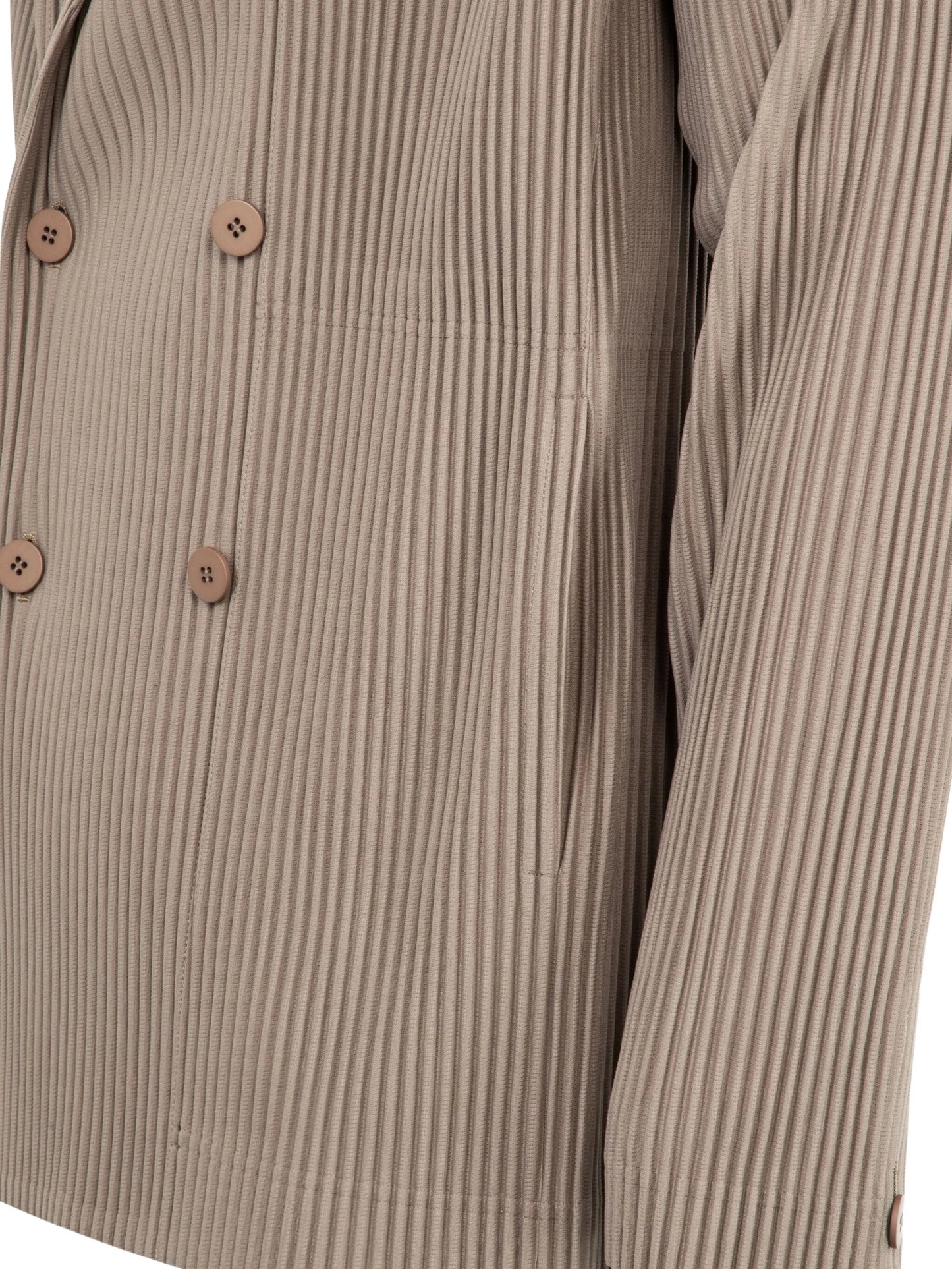 pleated double-breasted blazer