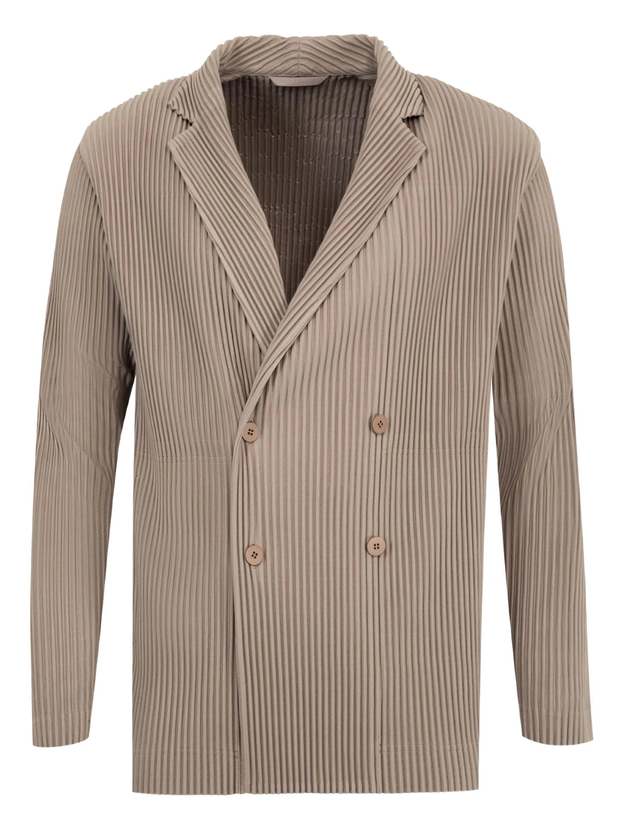 pleated double-breasted blazer