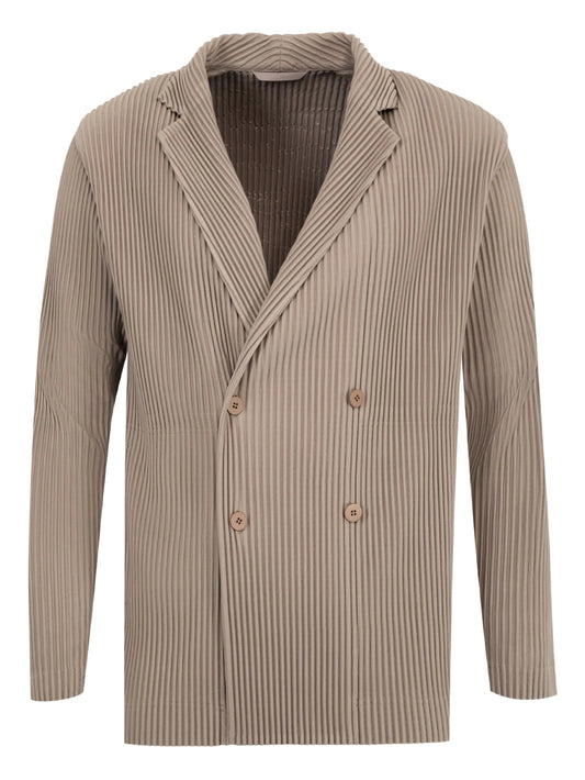 pleated double-breasted blazer