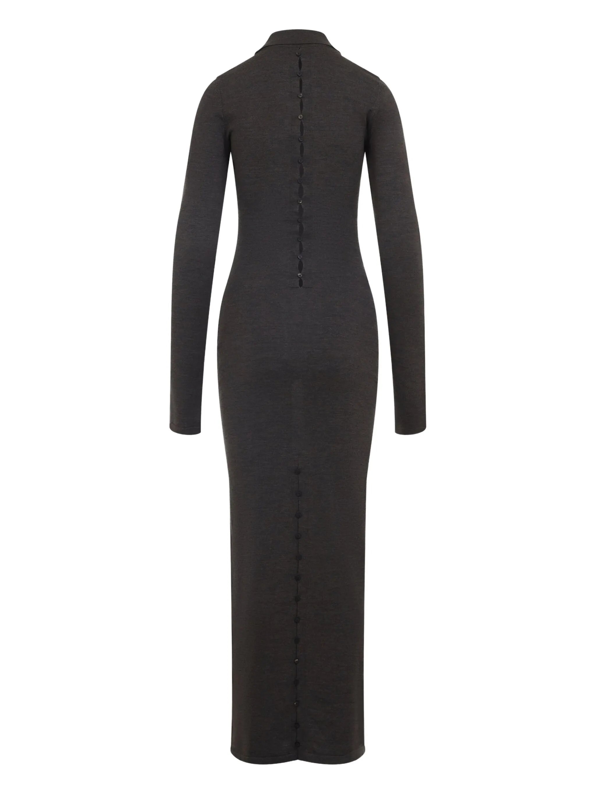 polo-neck button-front maxi dress