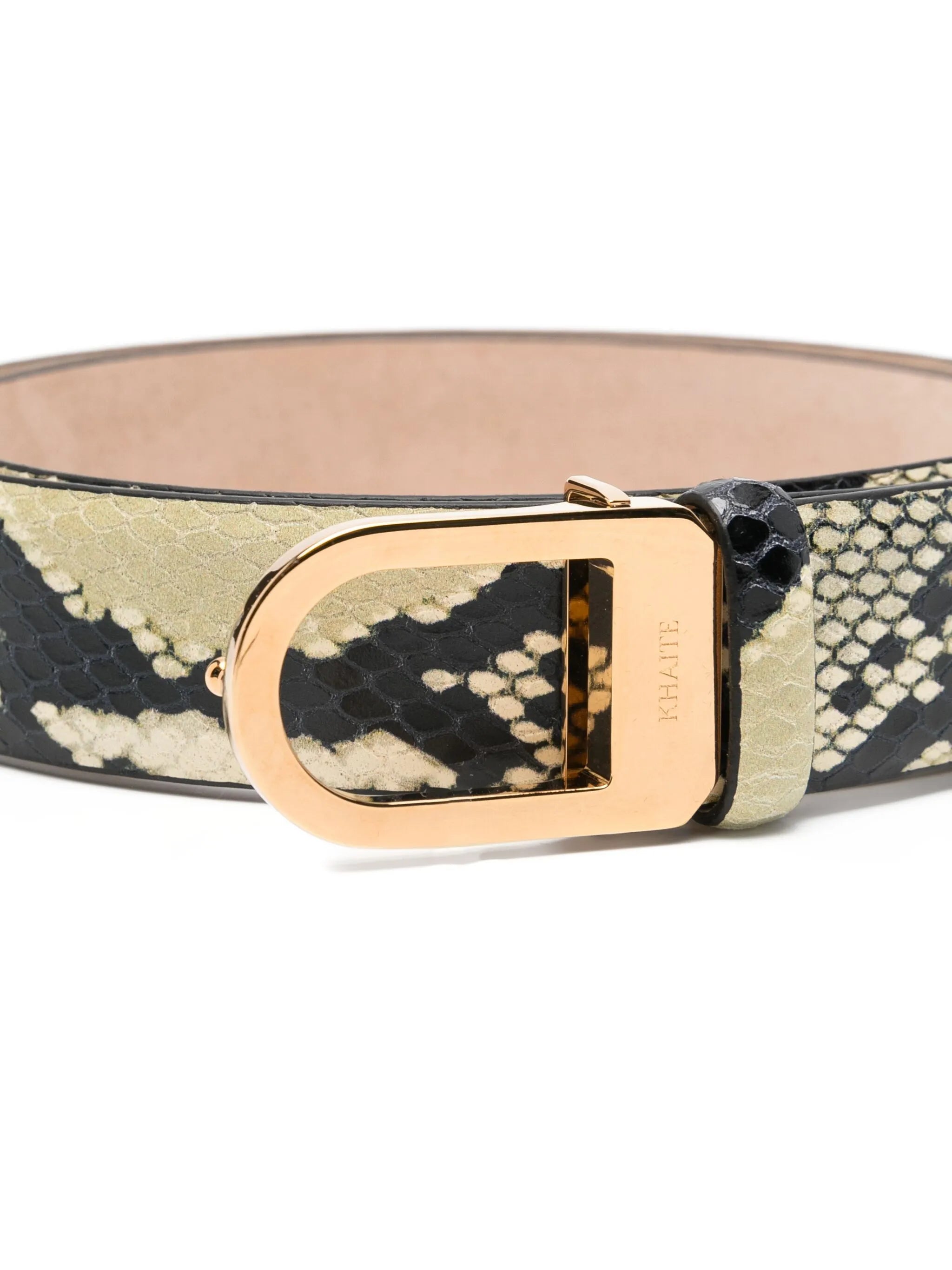 snakeskin-effect buckled belt