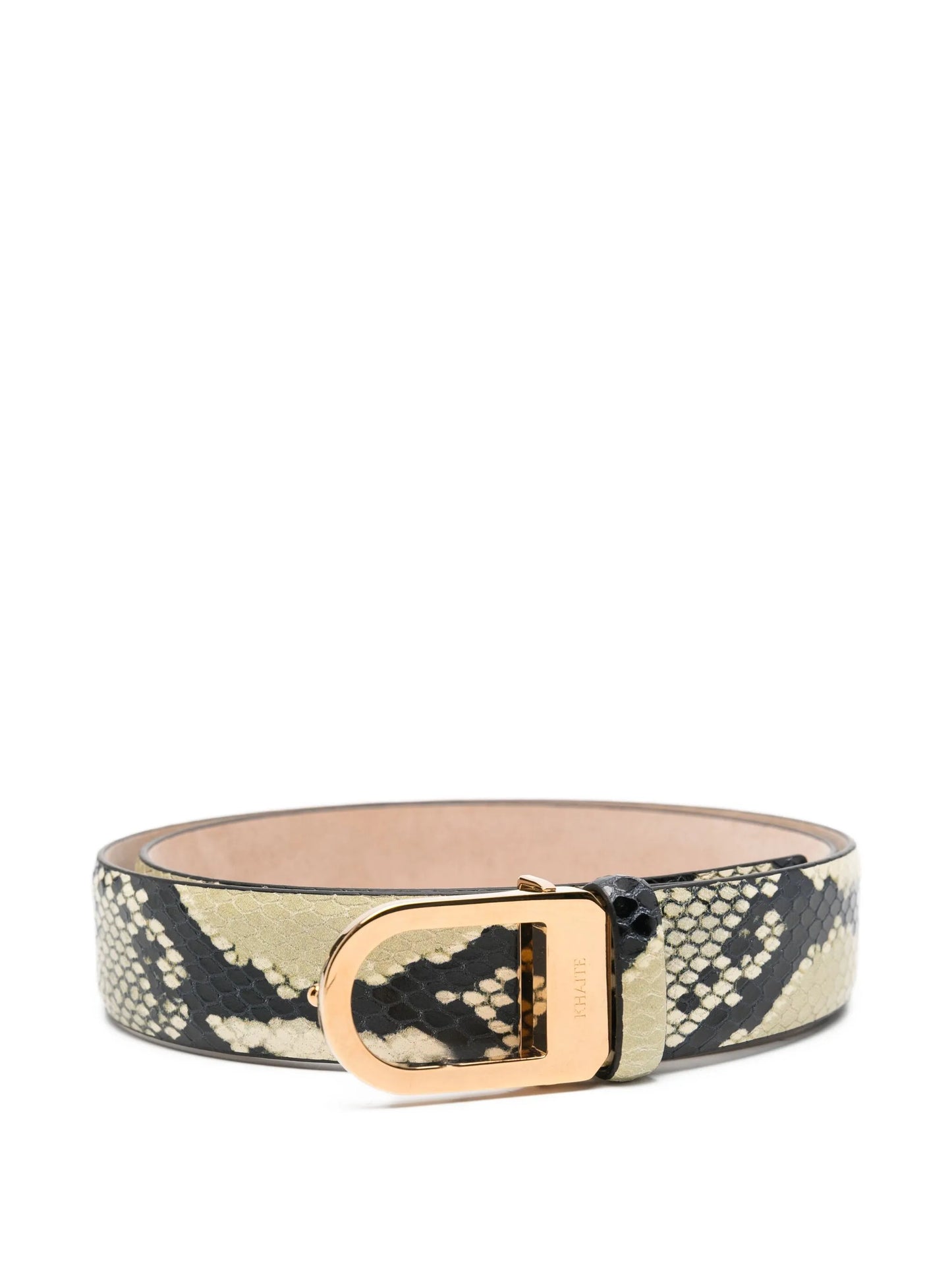 snakeskin-effect buckled belt