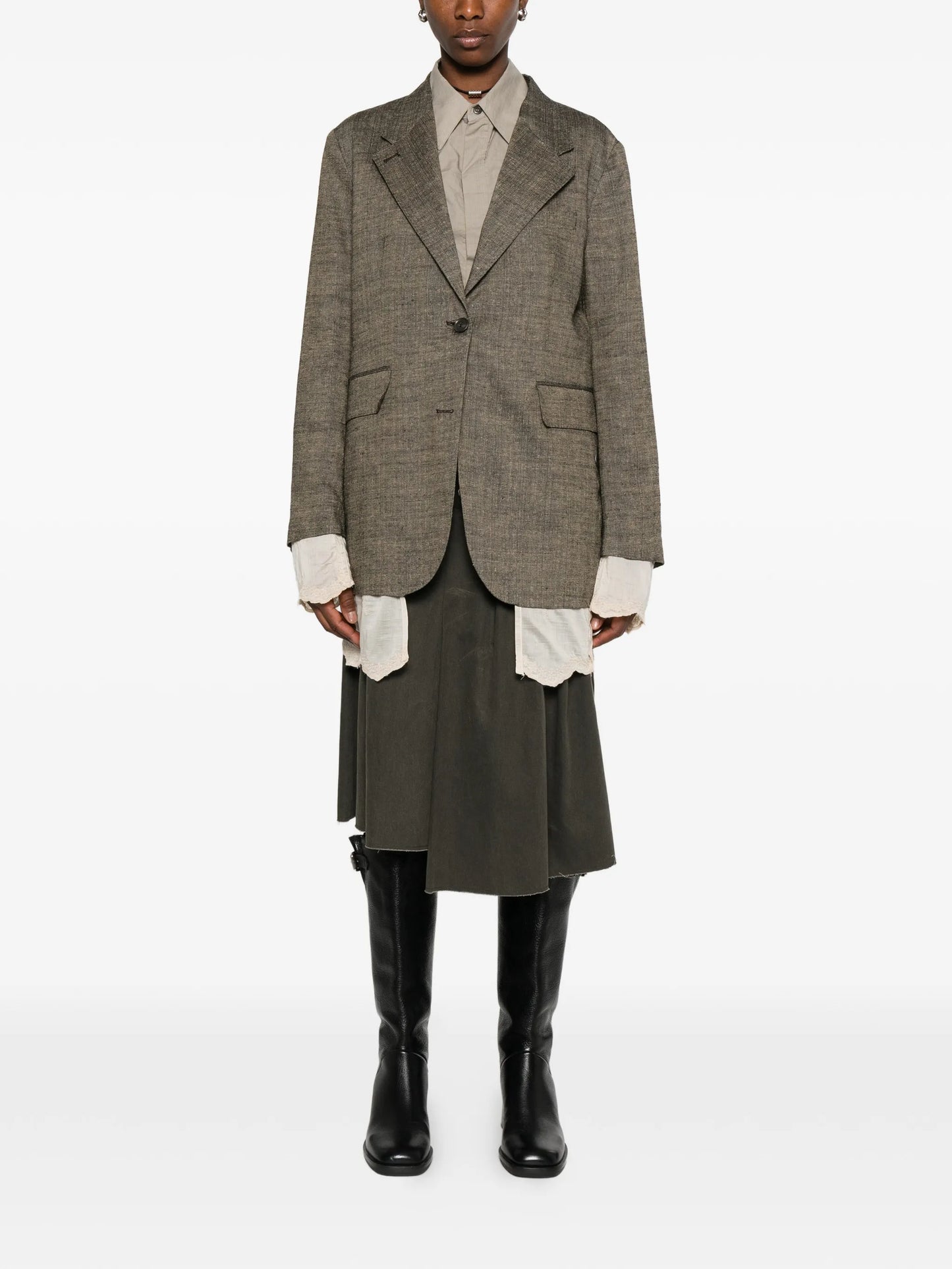 Drip lace-trim oversized blazer
