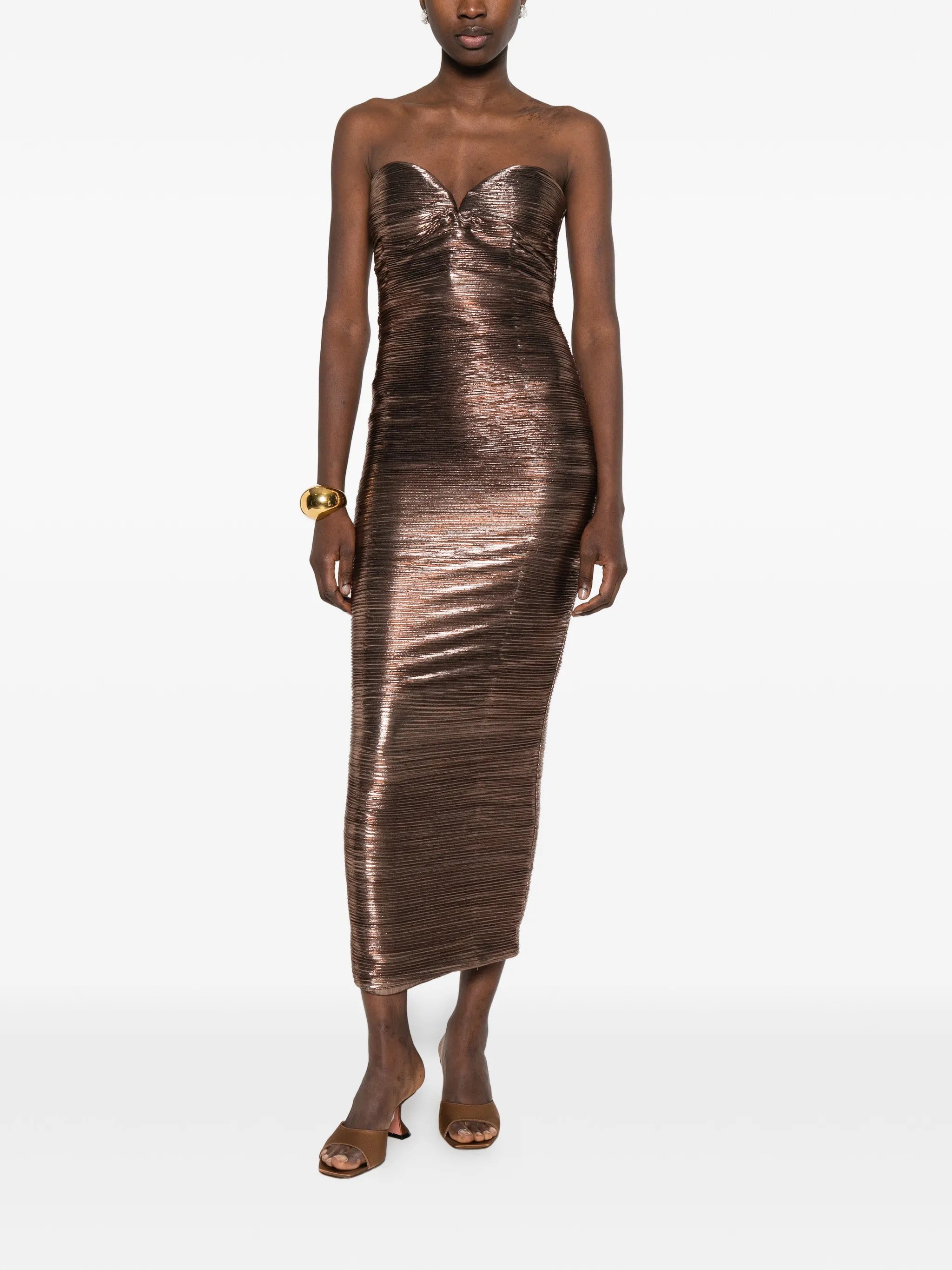 Calypsa ruched midi dress