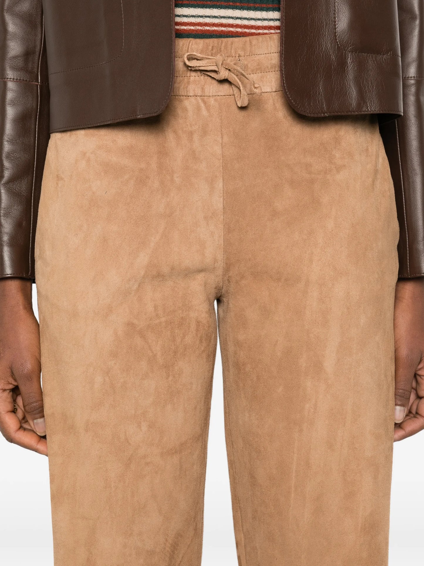 Blair elastic-waistband leather trousers