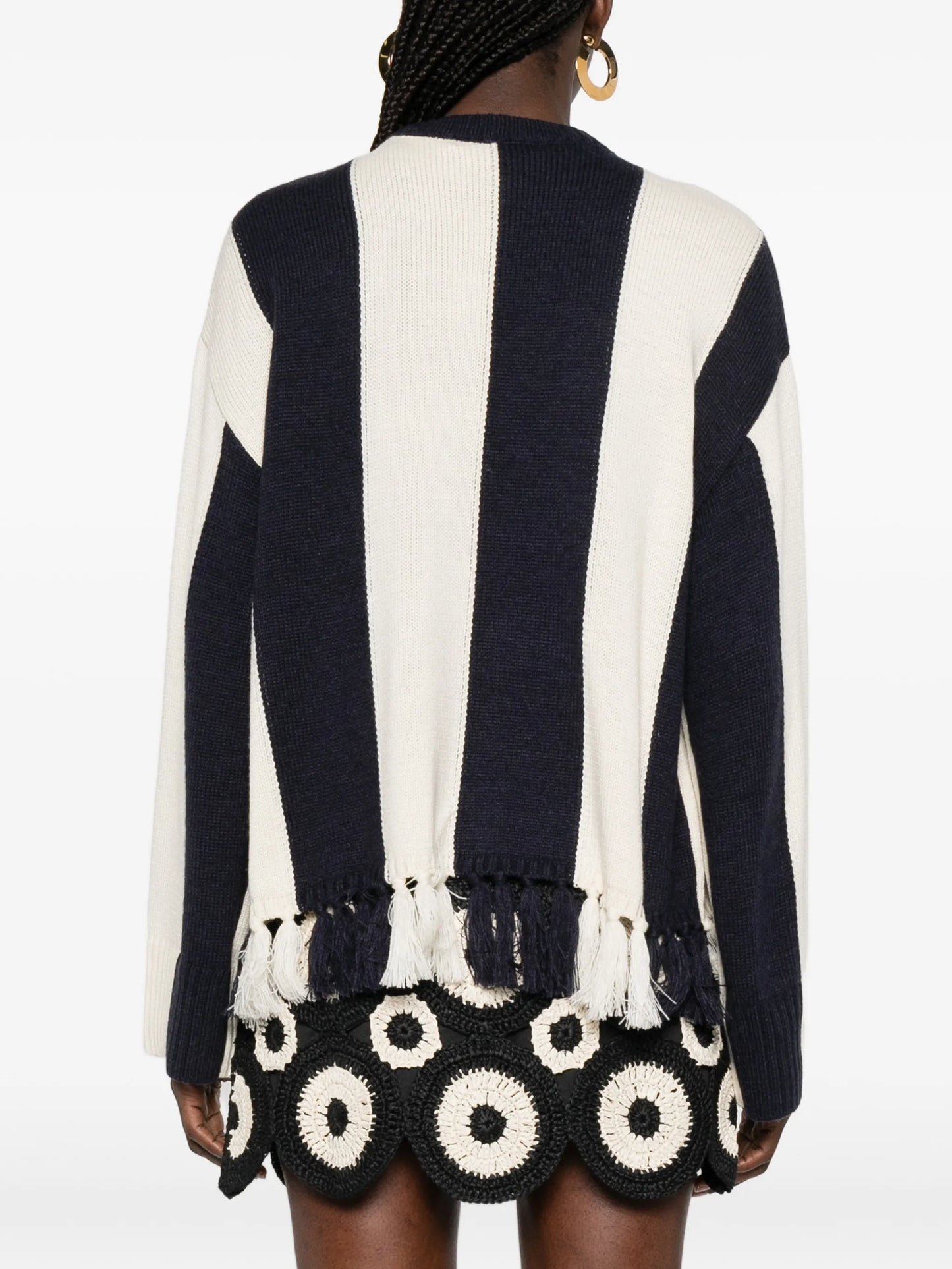 striped tassel sweater