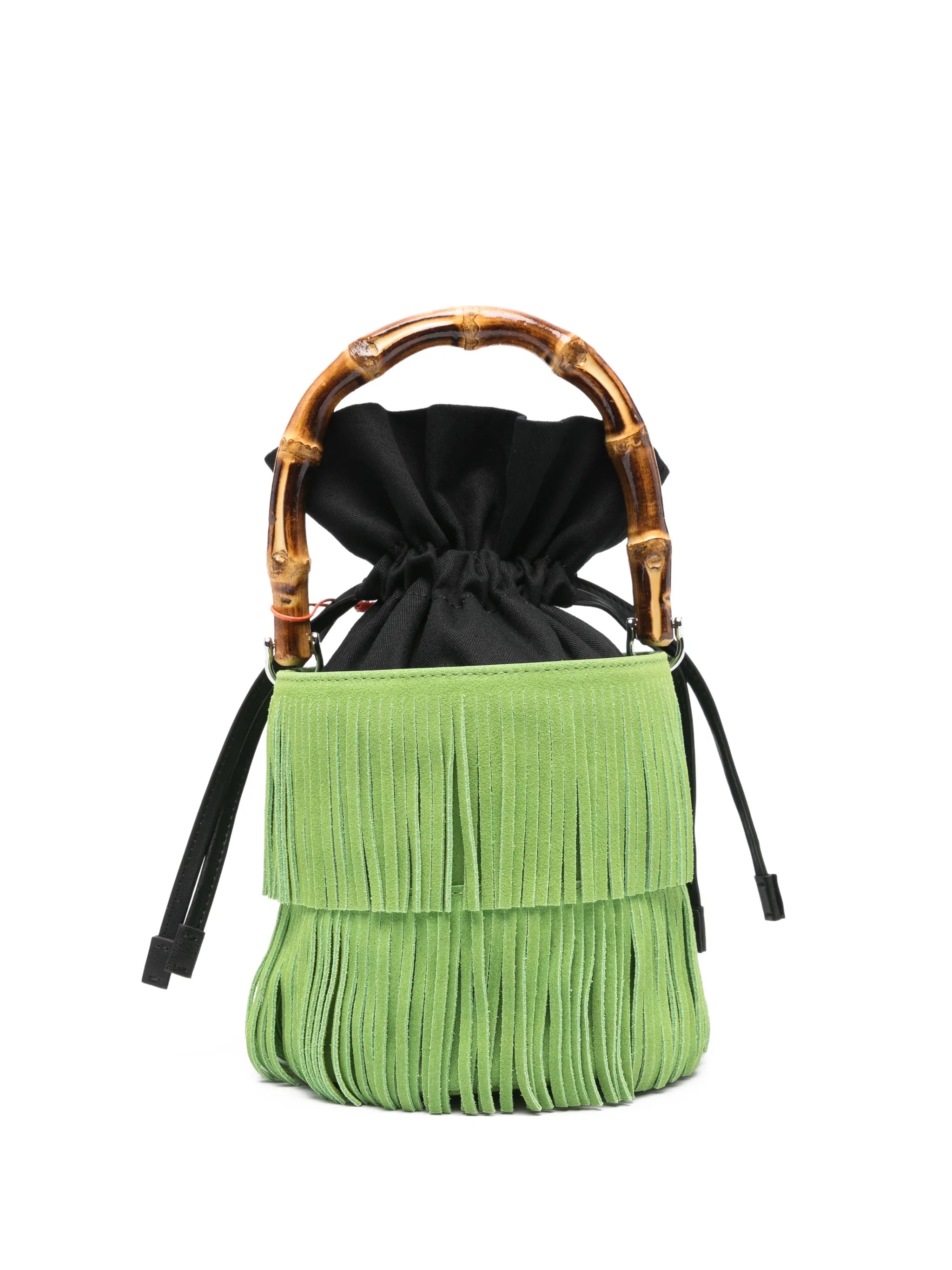 Tiki fringe top-handle tote bag